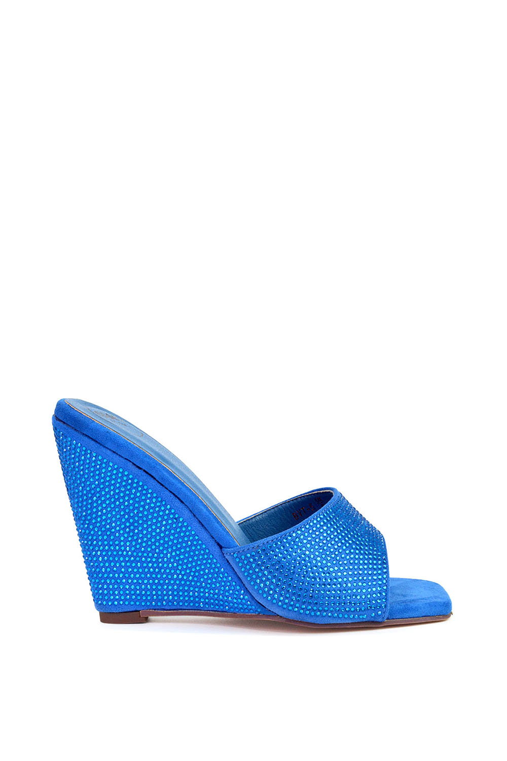 Pink 'Peggie' Slip On Wedge Heel Rhinestones Slip On Mules
