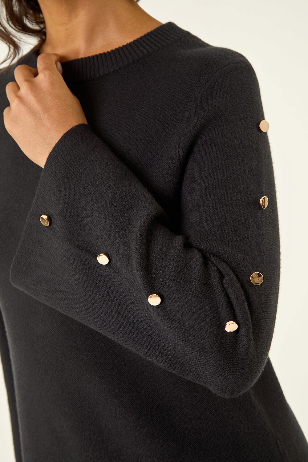 Black Buttoned Knit Dress, Image 6 of 5