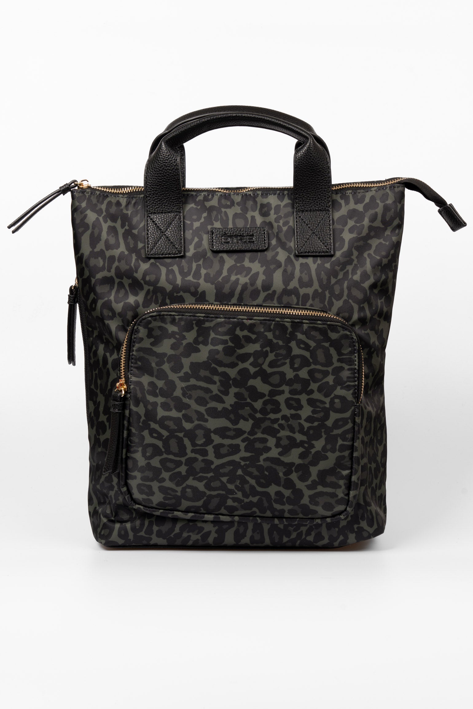Khaki Leopard Top Handle Foldable Backpack, Image 1 of 4