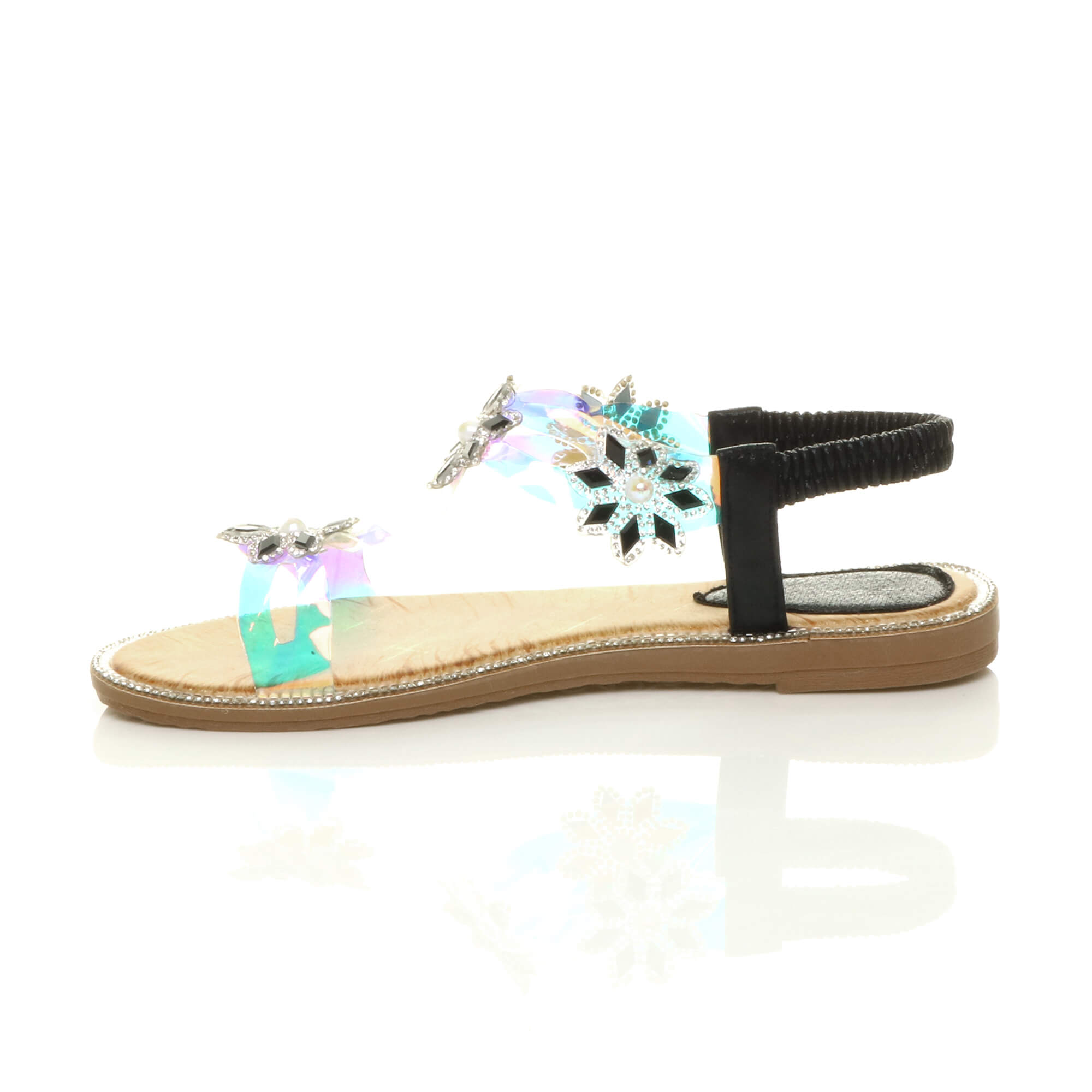Black AJVANI Black Transparent Slingback Strappy Sandals, Image 3 of 5