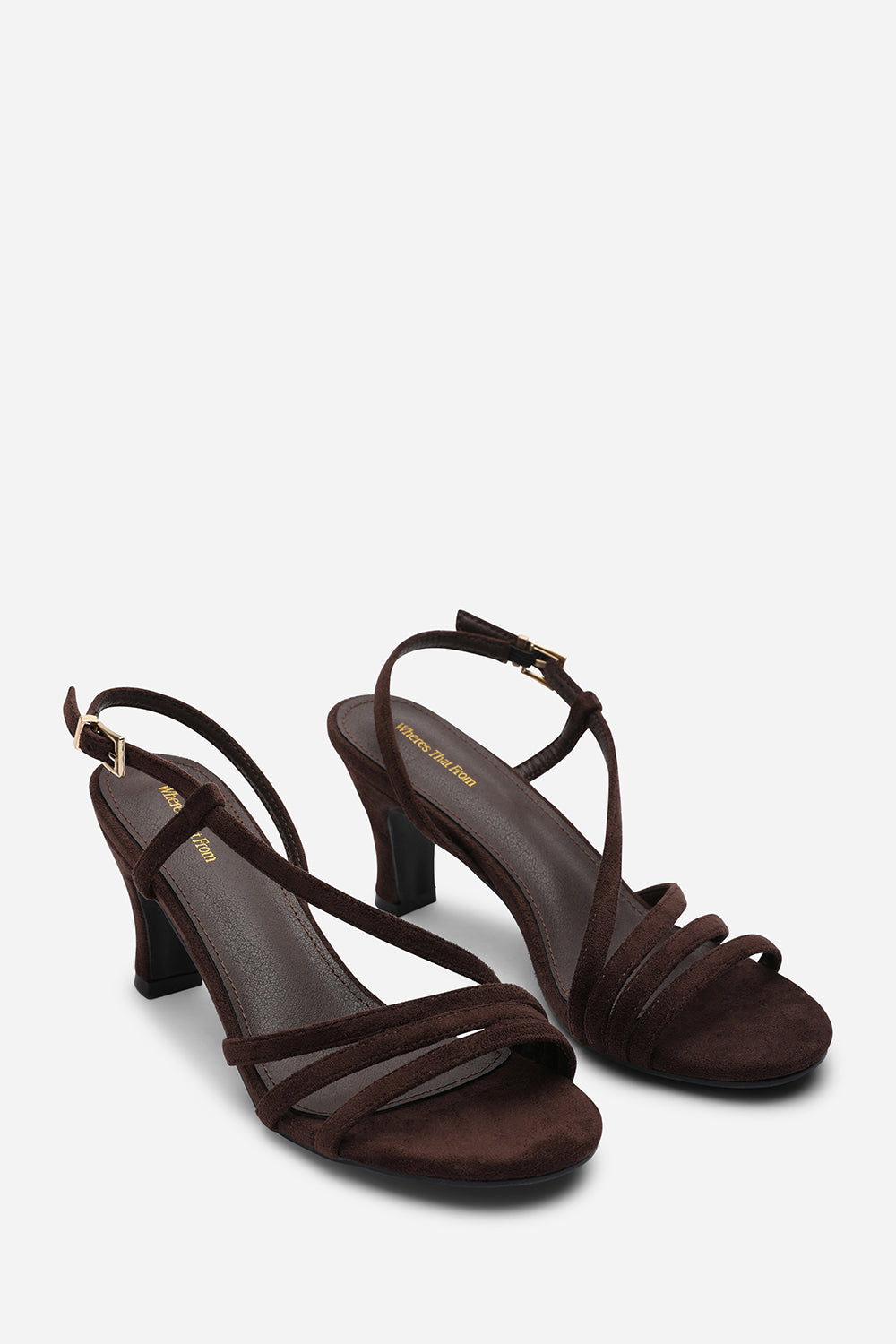 Dark Brown 'Mykonos' Mutli Strap Slingback Low Block Heel, Image 4 of 6