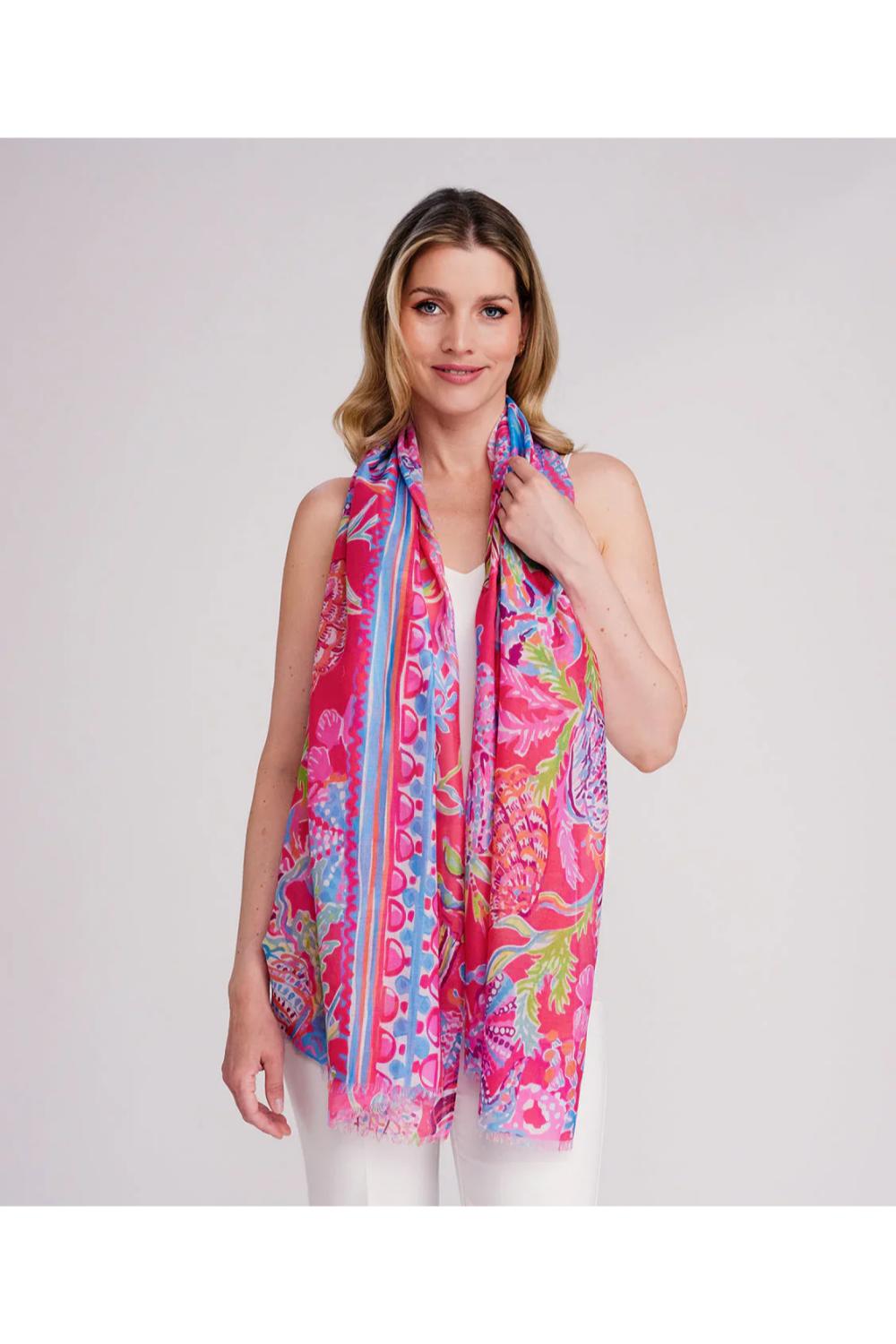 Pink Pia Rossini Pink Ryder - Abstract Print Chiffon Scarf, Image 1 of 1