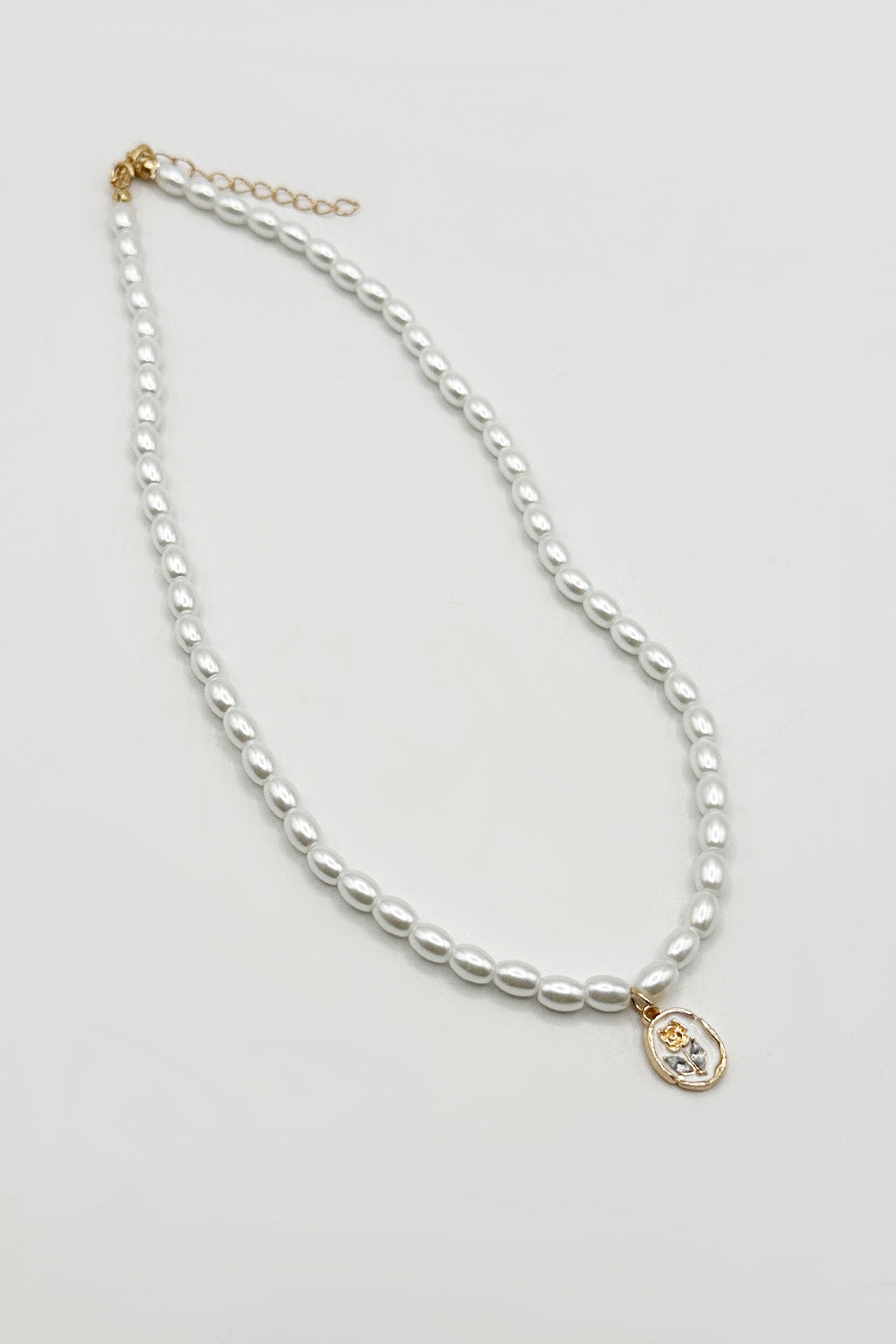Gold Pearl Chain Necklace with Floral Pendant - Gift Boxed, Image 5 of 5