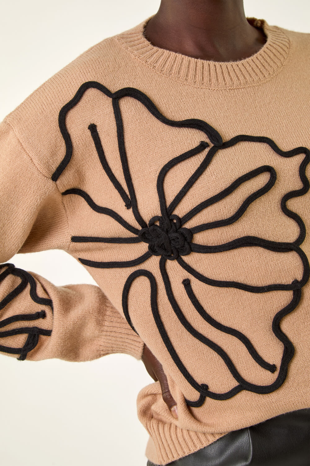 Camel  Cornelli Floral Knit Jumper, Image 6 of 5