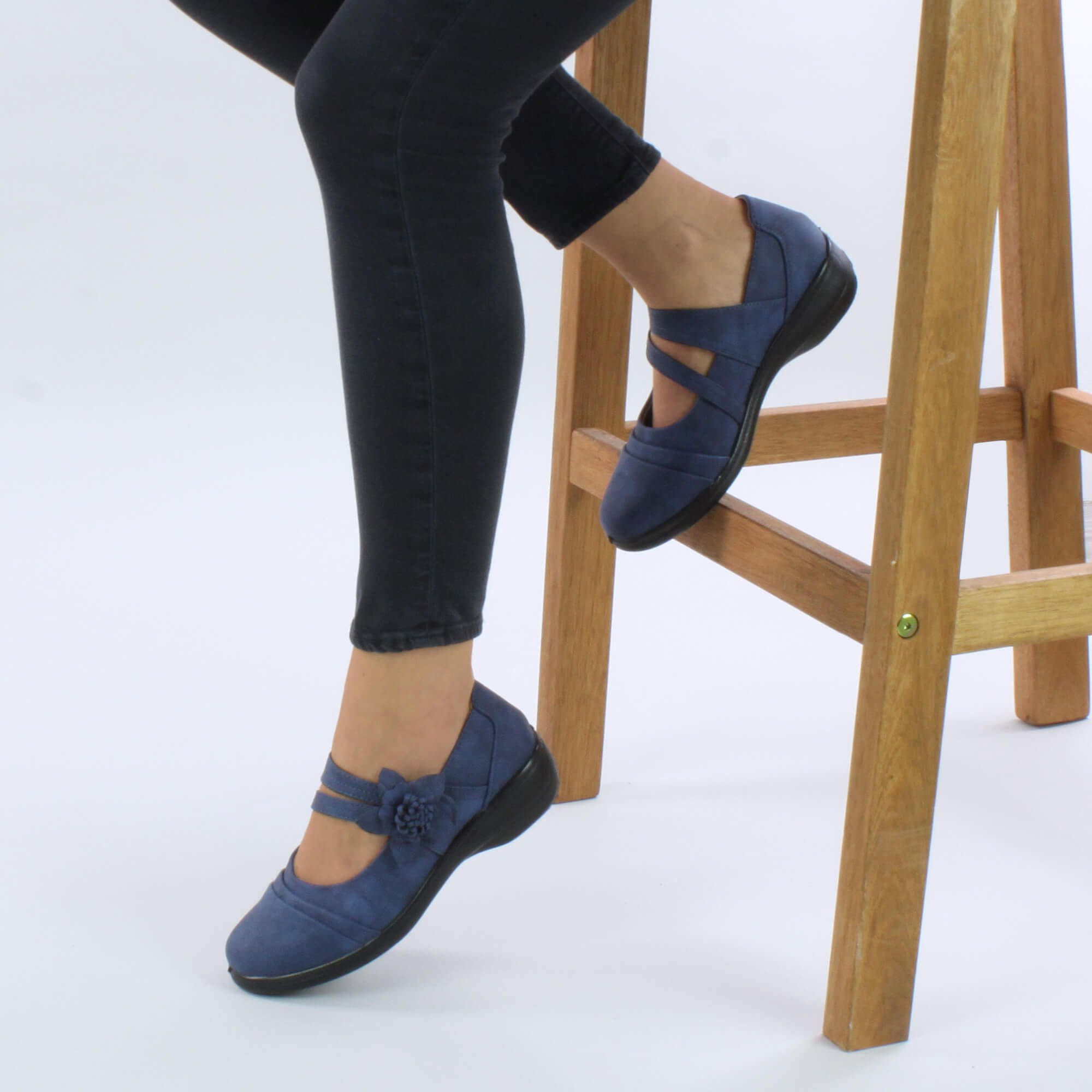 Navy Blue AJVANI Navy Blue Flat Comfort Mary Jane Shoes, Image 5 of 6