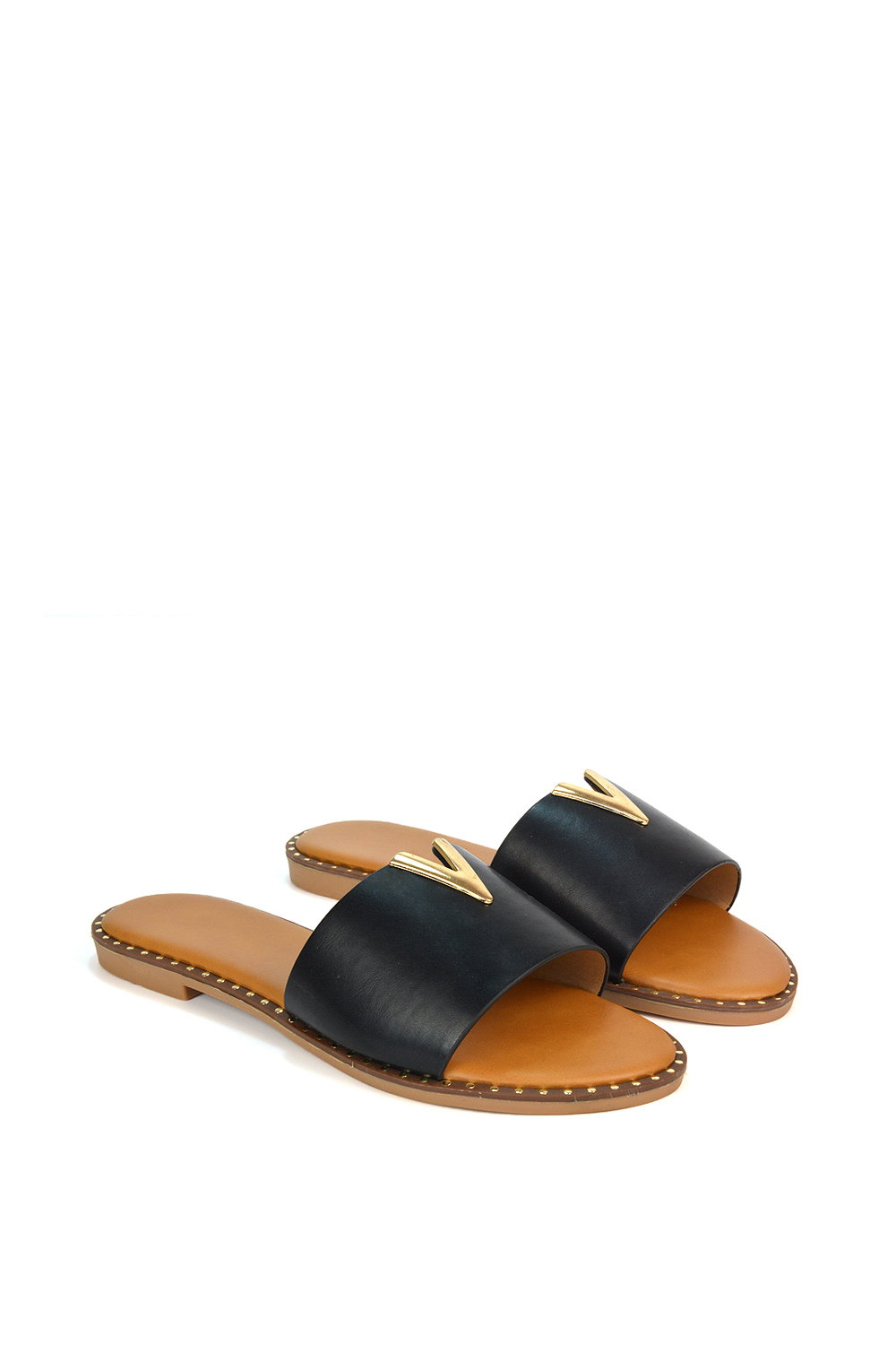 Black 'Rorie' Slip On Cut Out Flat Sandal Sliders, Image 5 of 5