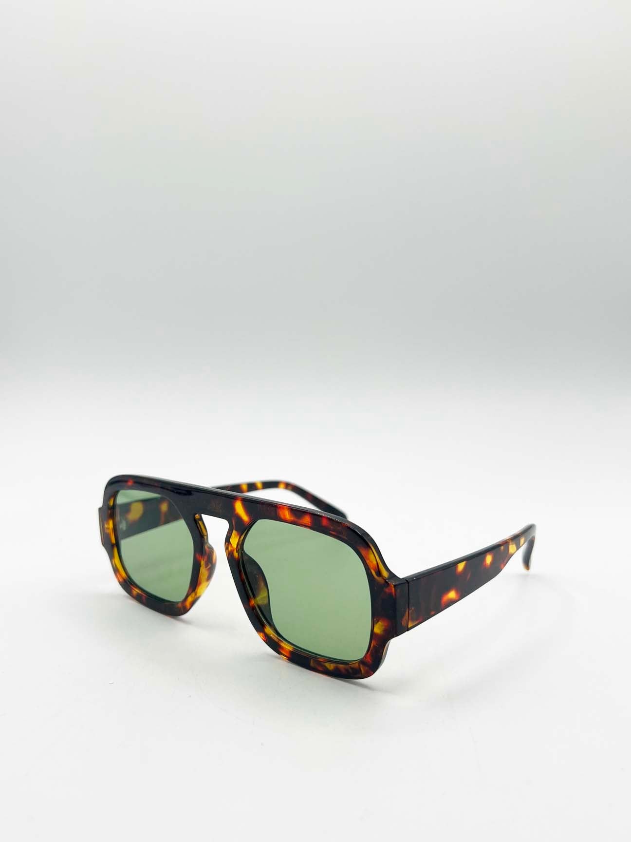 Green Retro Navigator Sunglasses, Image 2 of 6