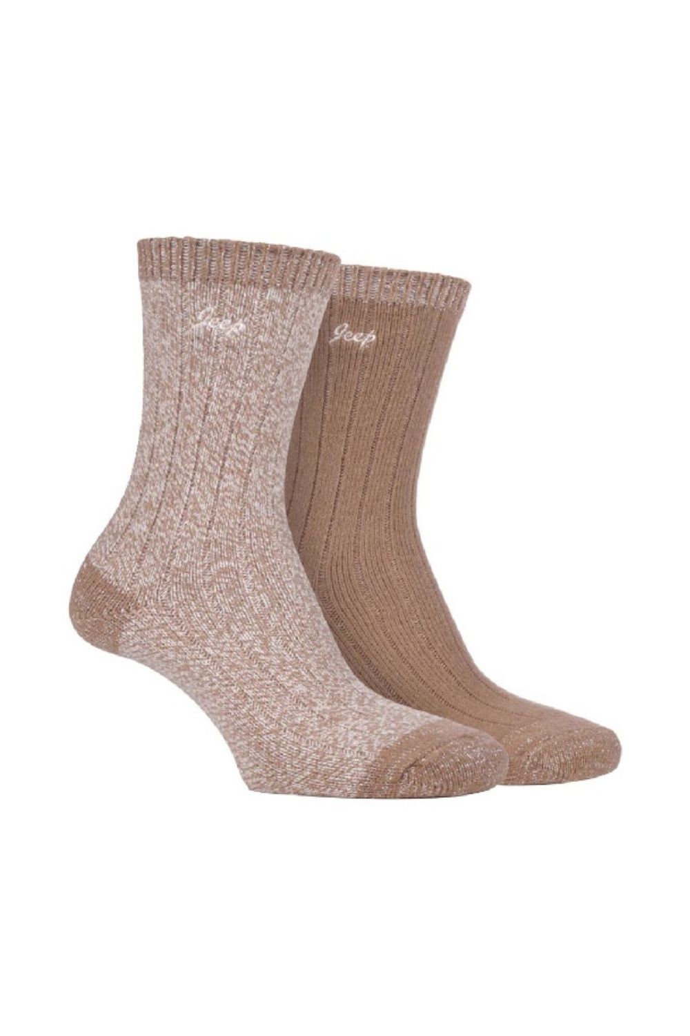 Beige 2 Pack Supersoft Hiking Boot Socks, Image 1 of 5