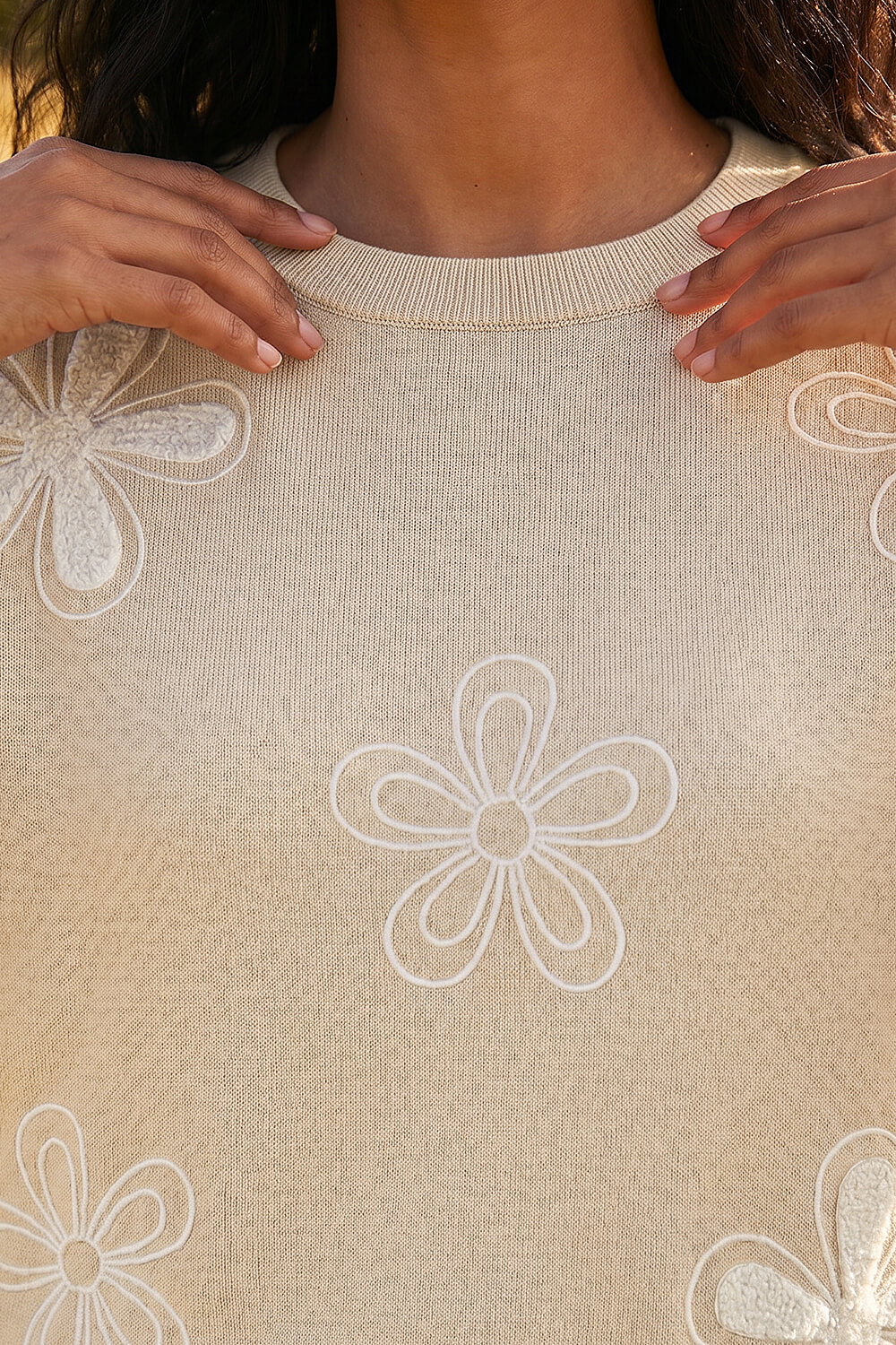 Cream Soft Floral Embroidered Jumper, Image 5 of 4