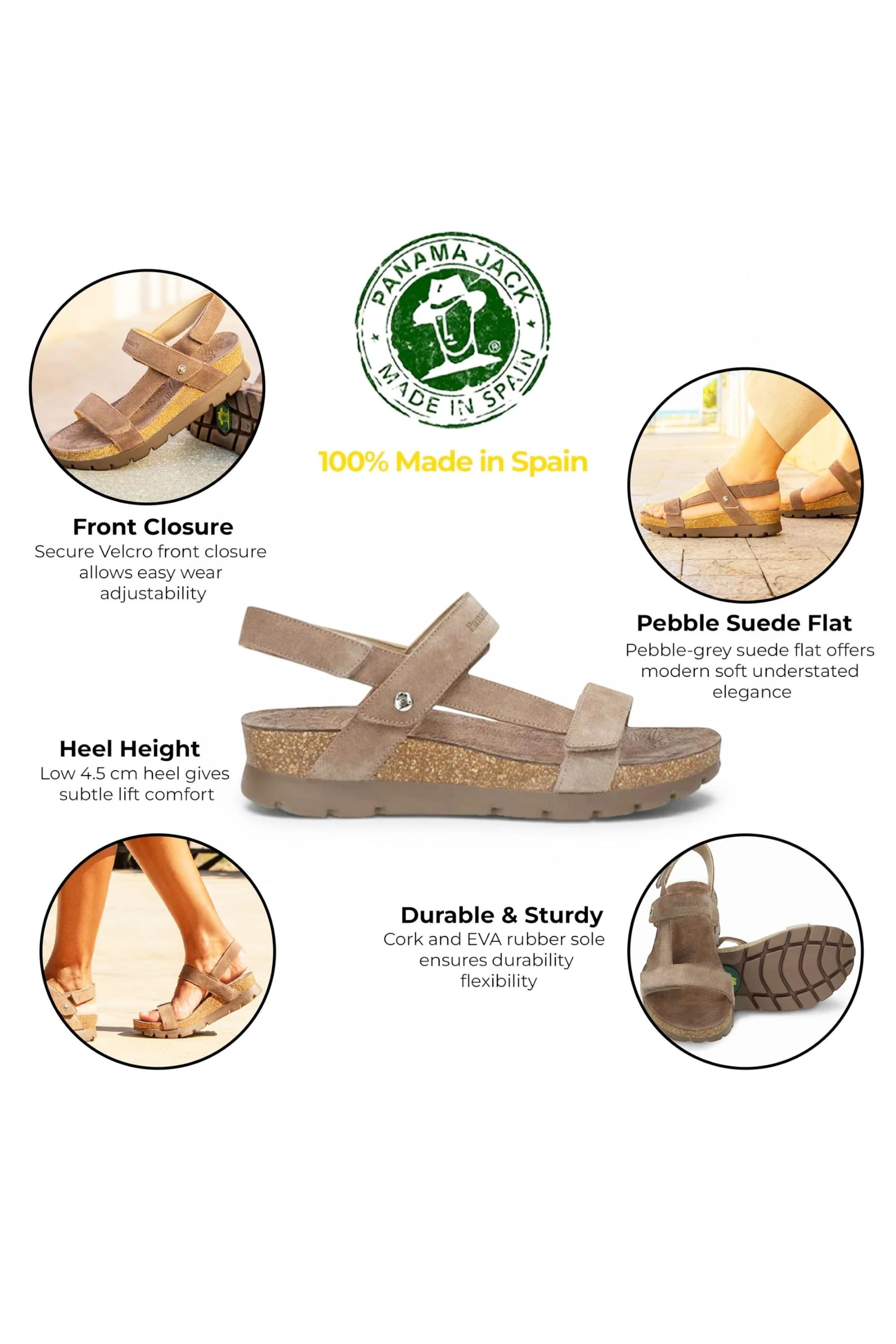 Grey Womens Durable Wedge Sandals Selma B18, Image 3 of 8