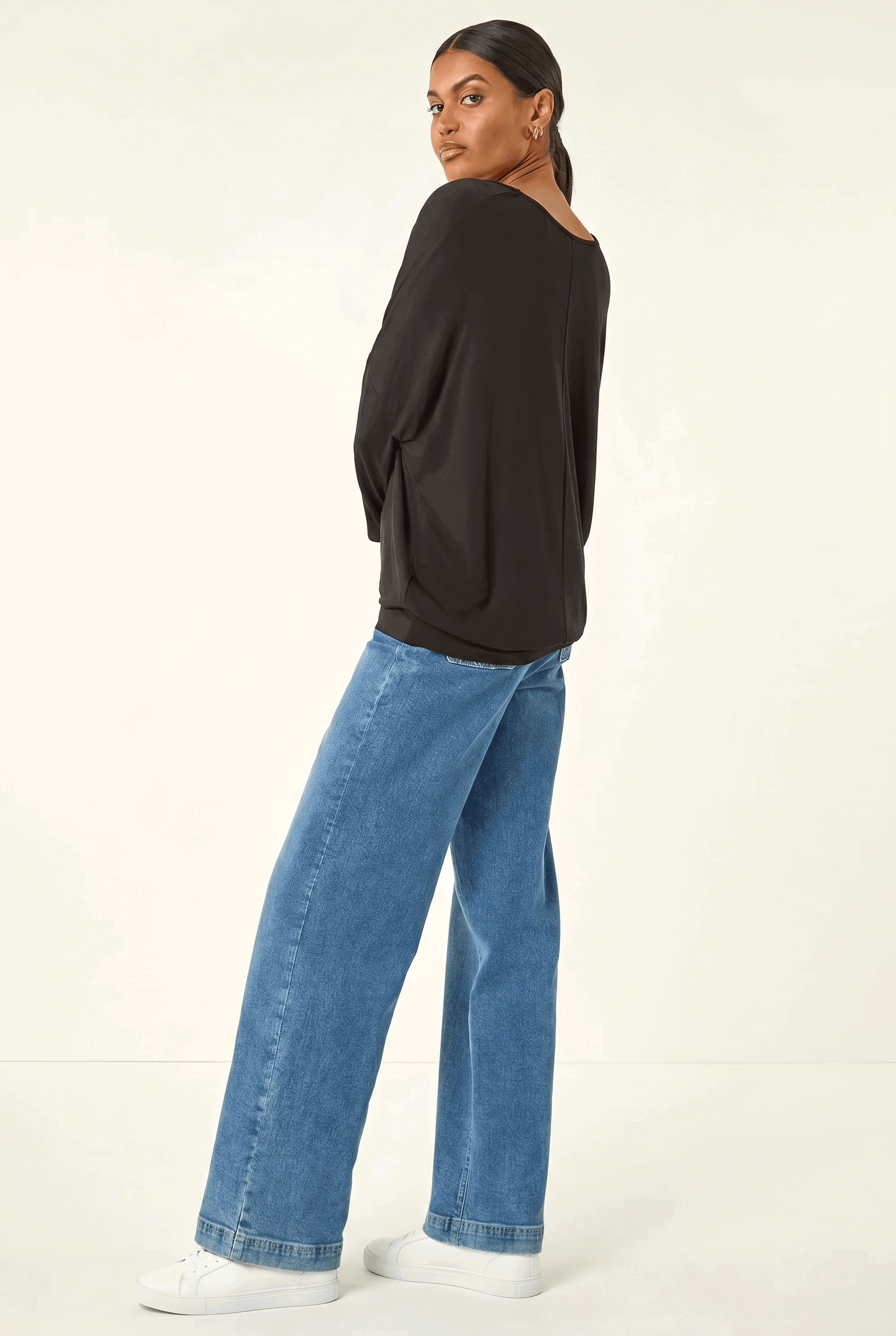 Black V-Neck Jersey Stretch T-Shirt, Image 1 of 6