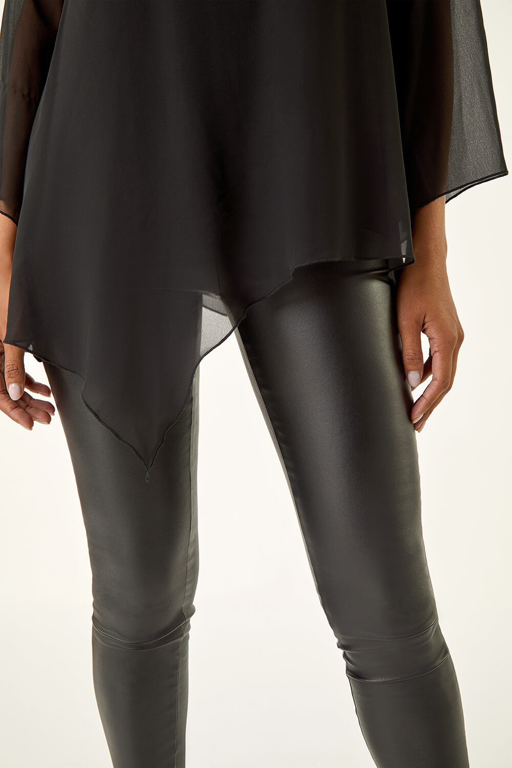 Black Sparkly Asymmetric Chiffon Top, Image 6 of 5
