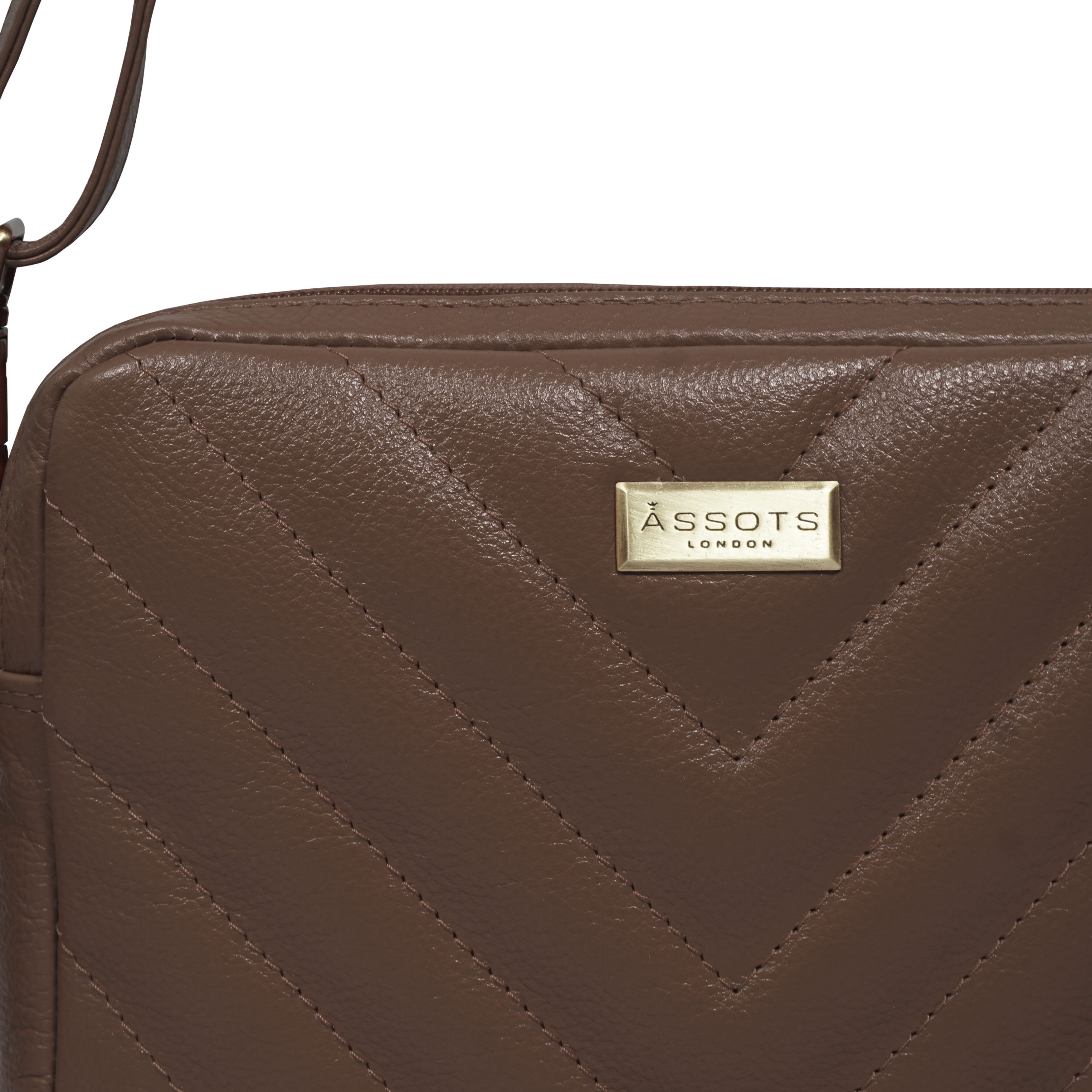 Tan 'IRIS' Quilted Soft Pebble Grain Leather Crossbody Bag, Image 2 of 6