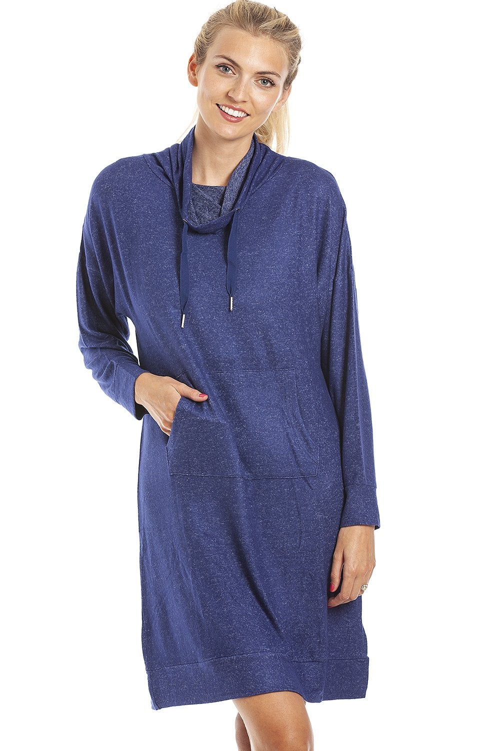 Navy Camille Lingerie Navy Long Sleeve Cowl Neck Lounger, Image 4 of 4