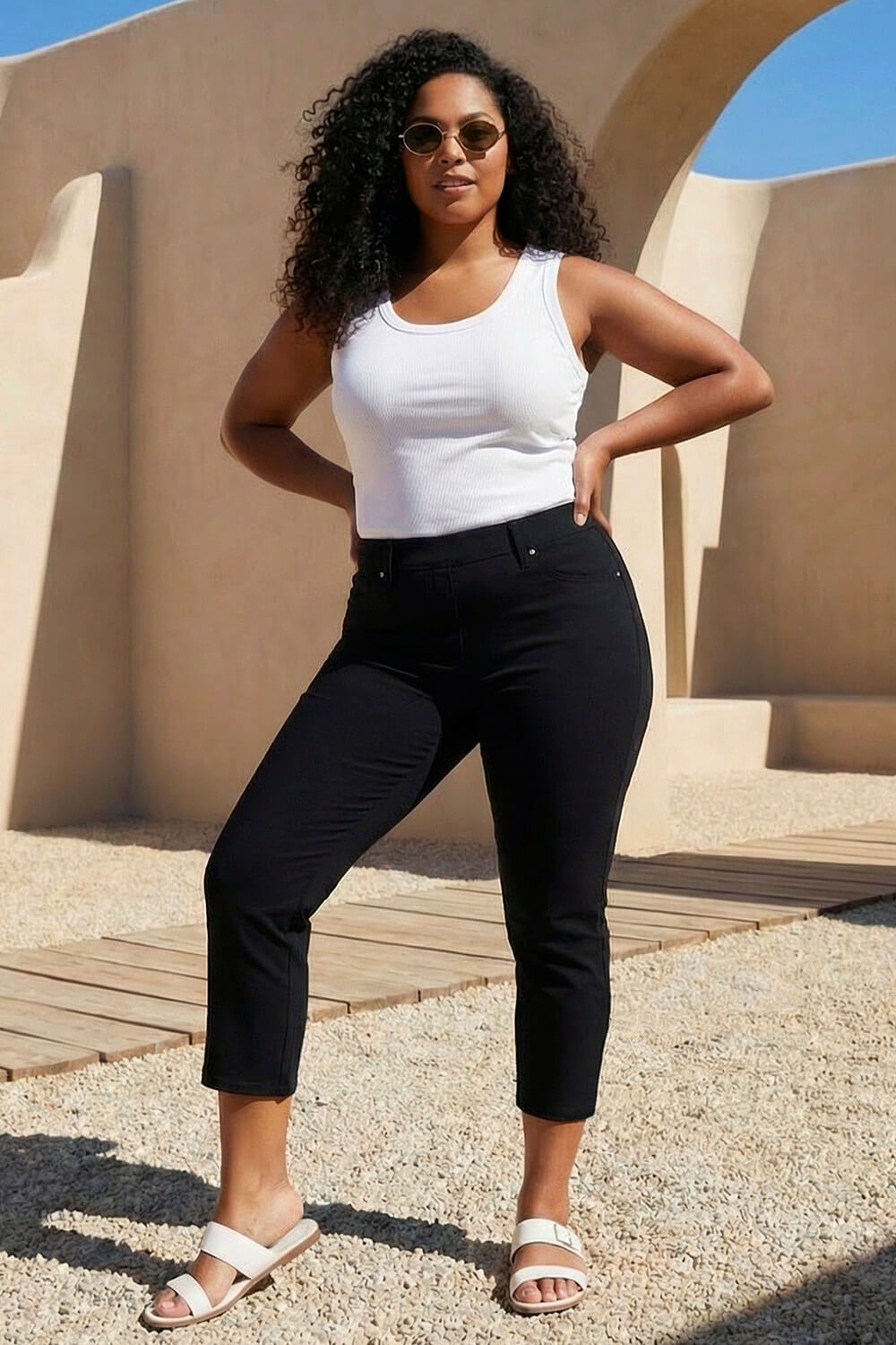 Roman Curve Women's Black Cropped Stretch Denim Jeggings Size 26-28