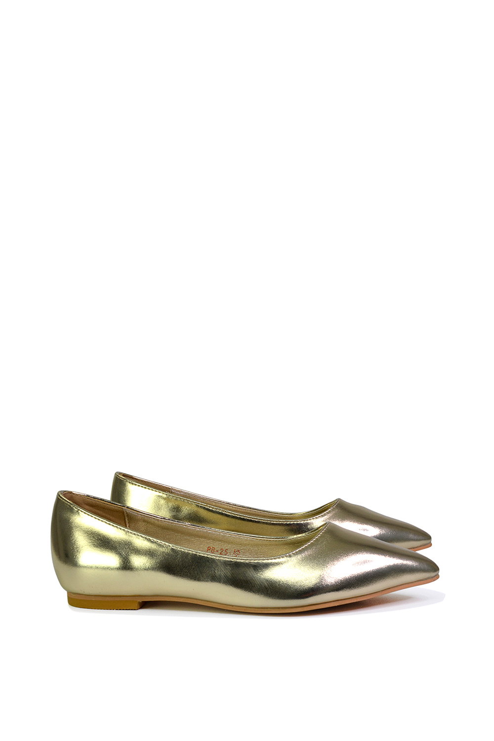 Gold 'Bubbles' Pointed Toe Slip on Flat Ballerina Pump Shoes, Image 2 of 5