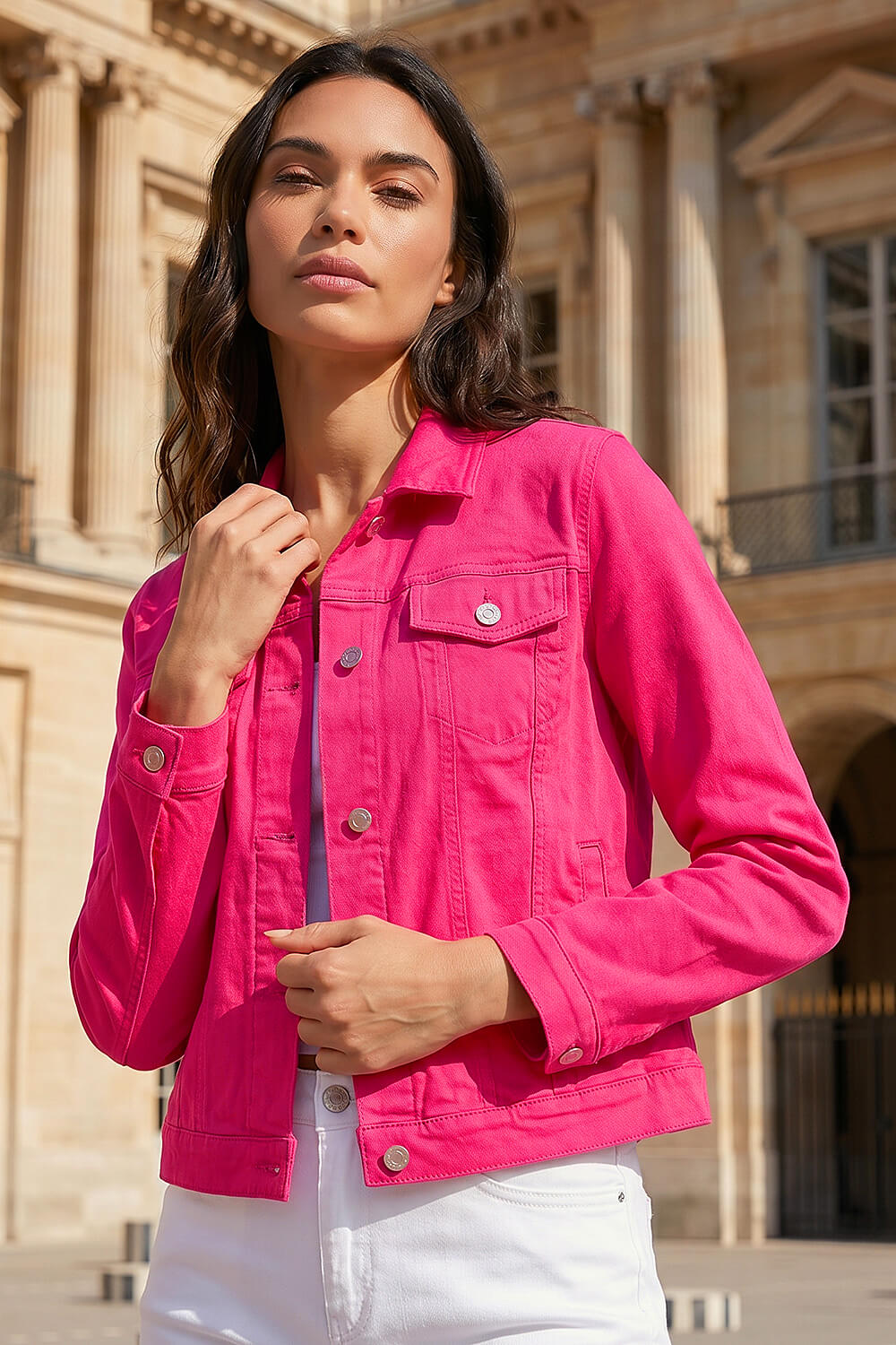 Pink Stretch Pocket Detail Jacket, Image 3 of 4