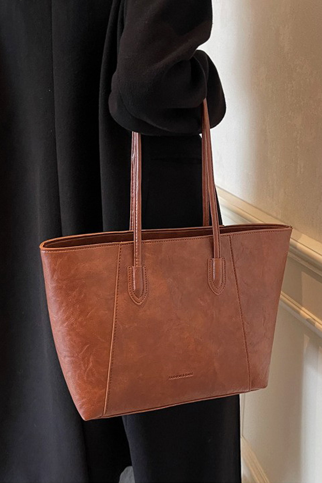 Tan Large Tote Handbag With Shoulder Strap, Image 1 of 4