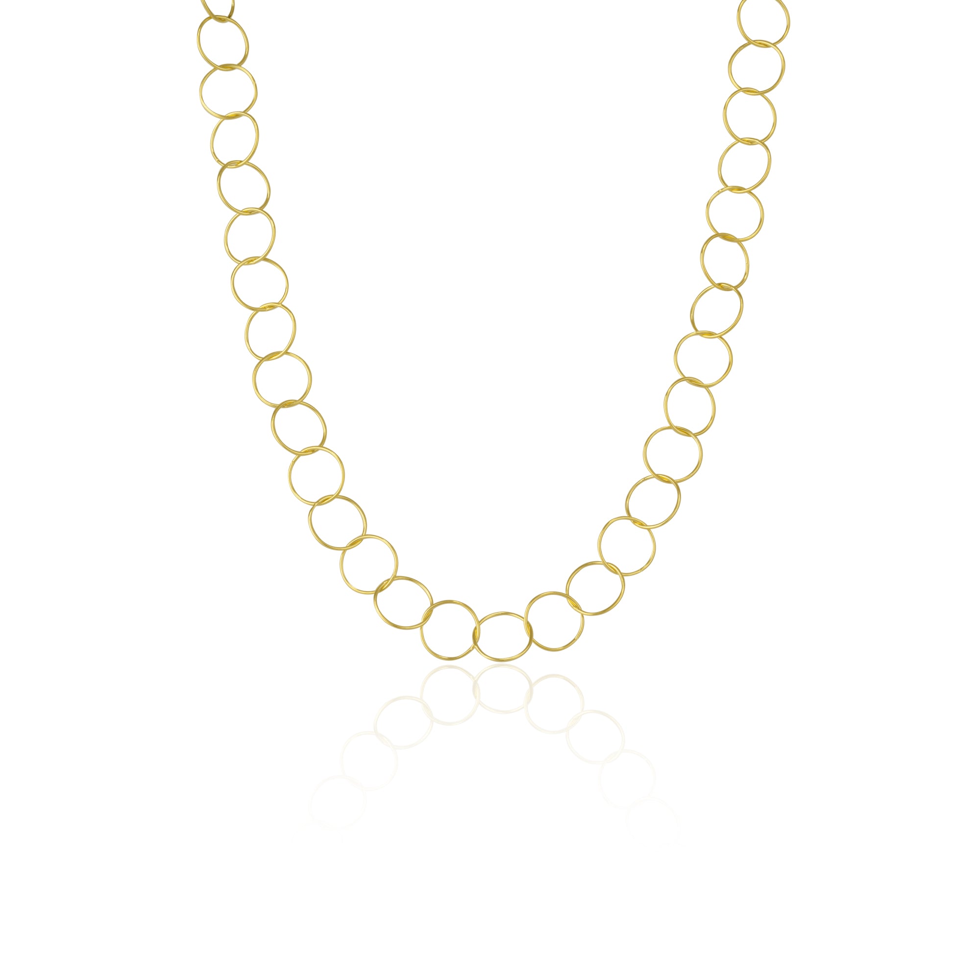 Gold Circle Hoops Sterling Silver Chain Necklace, Image 1 of 6