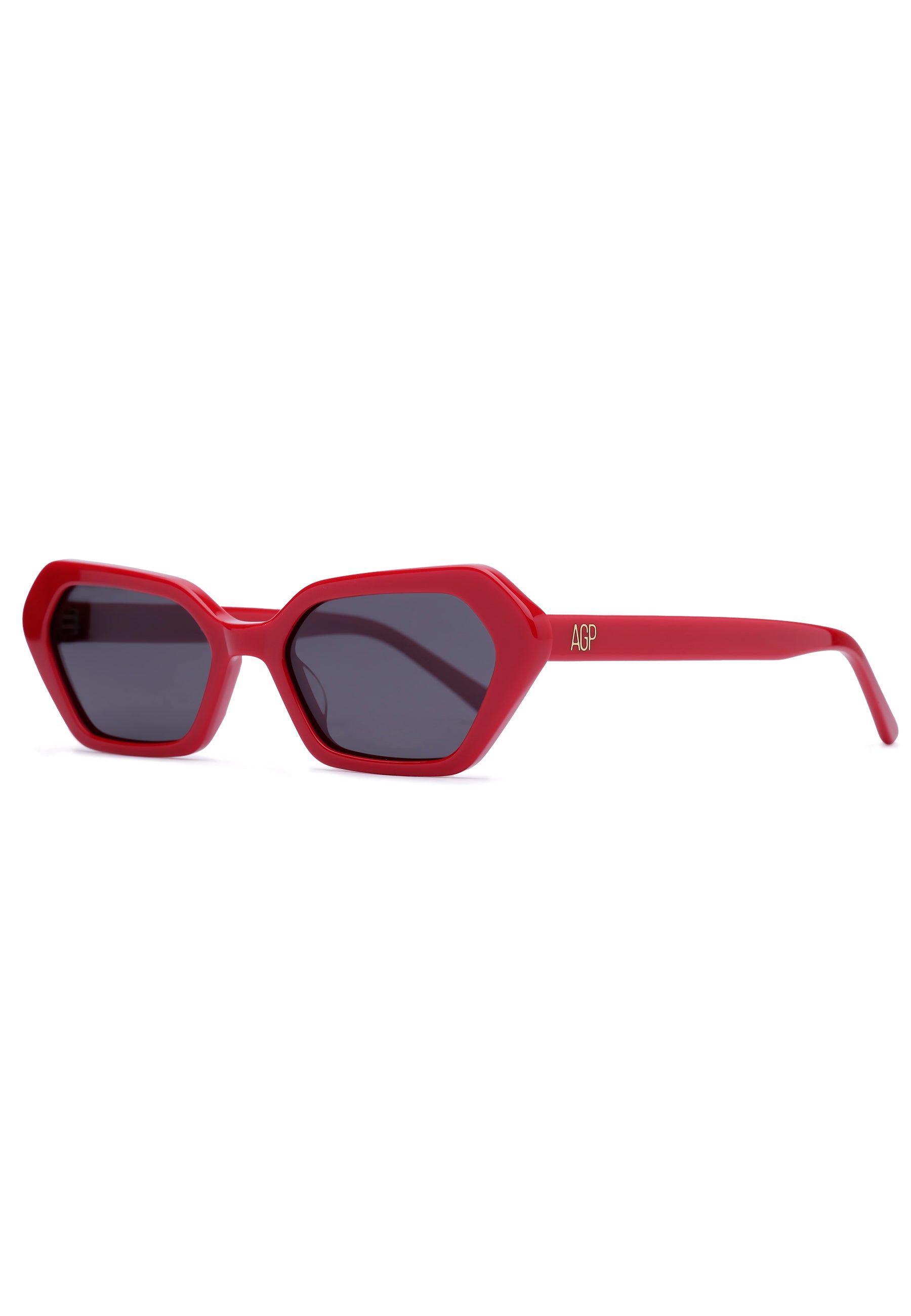 Red Futuristic Angular Micro Sunglasses