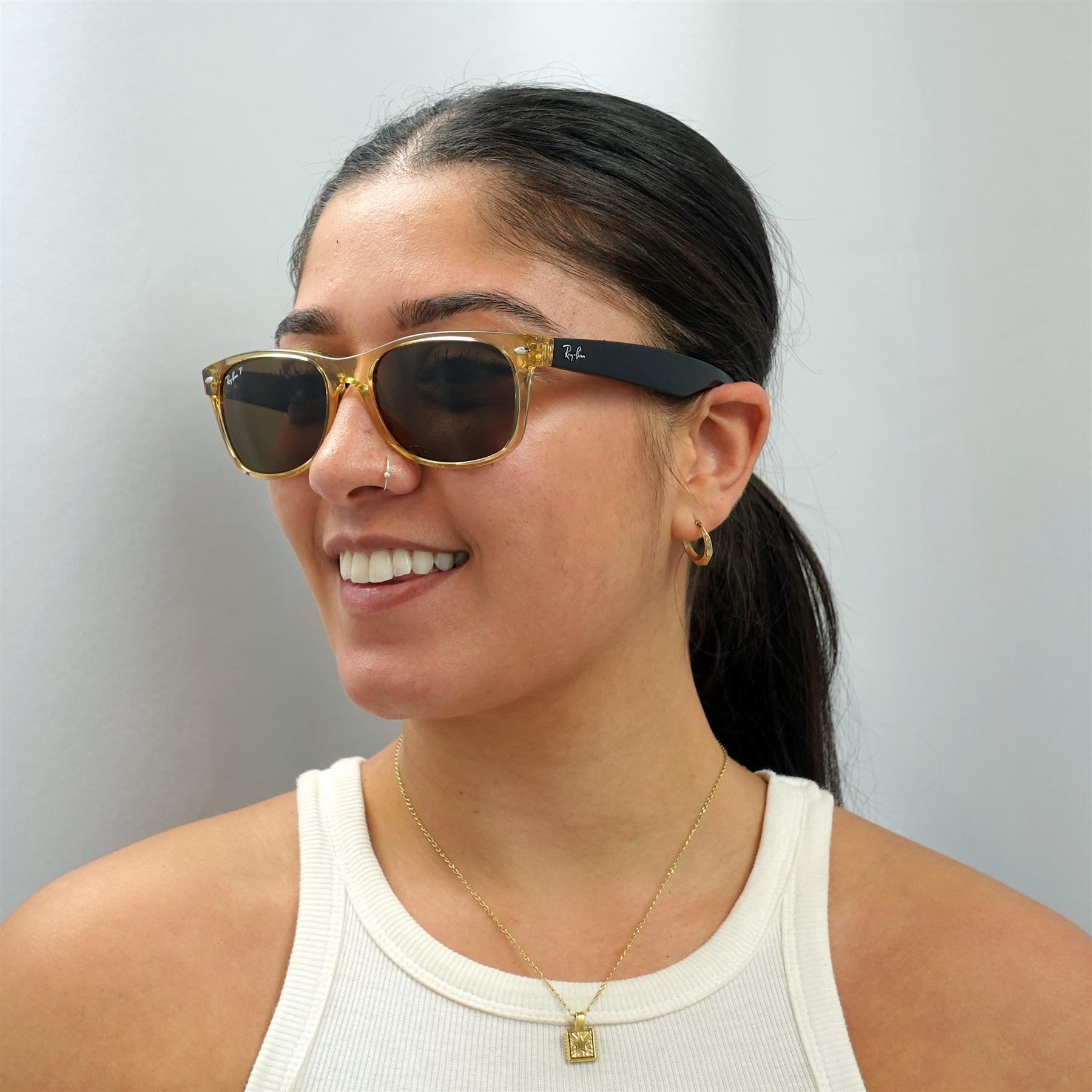 Brown Ray-Ban Brown Rectangle Honey Crystal Brown Polarized Sunglasses, Image 5 of 5