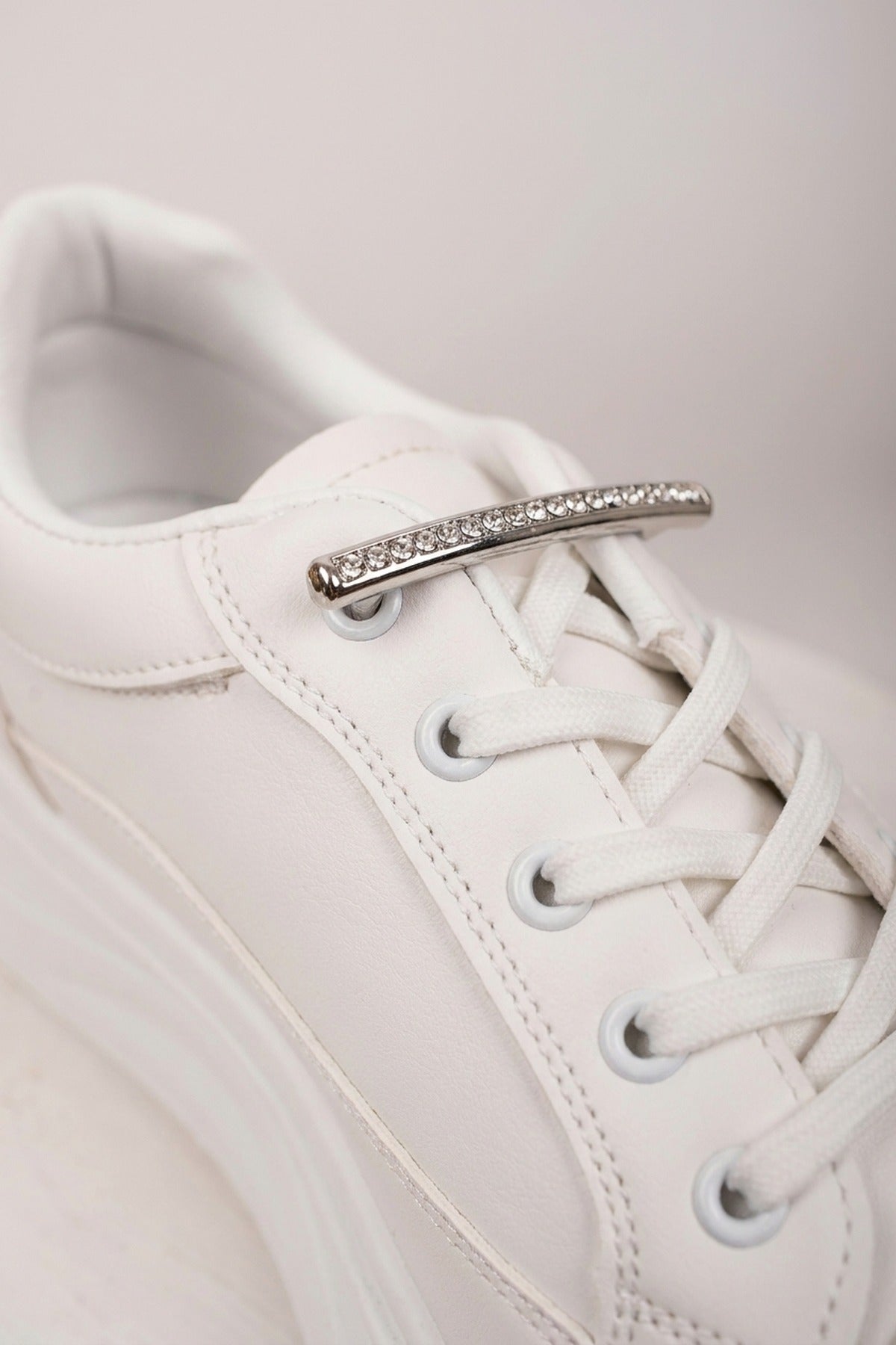 White Constance Chunky Sole Lace Up Trainers, Image 3 of 5