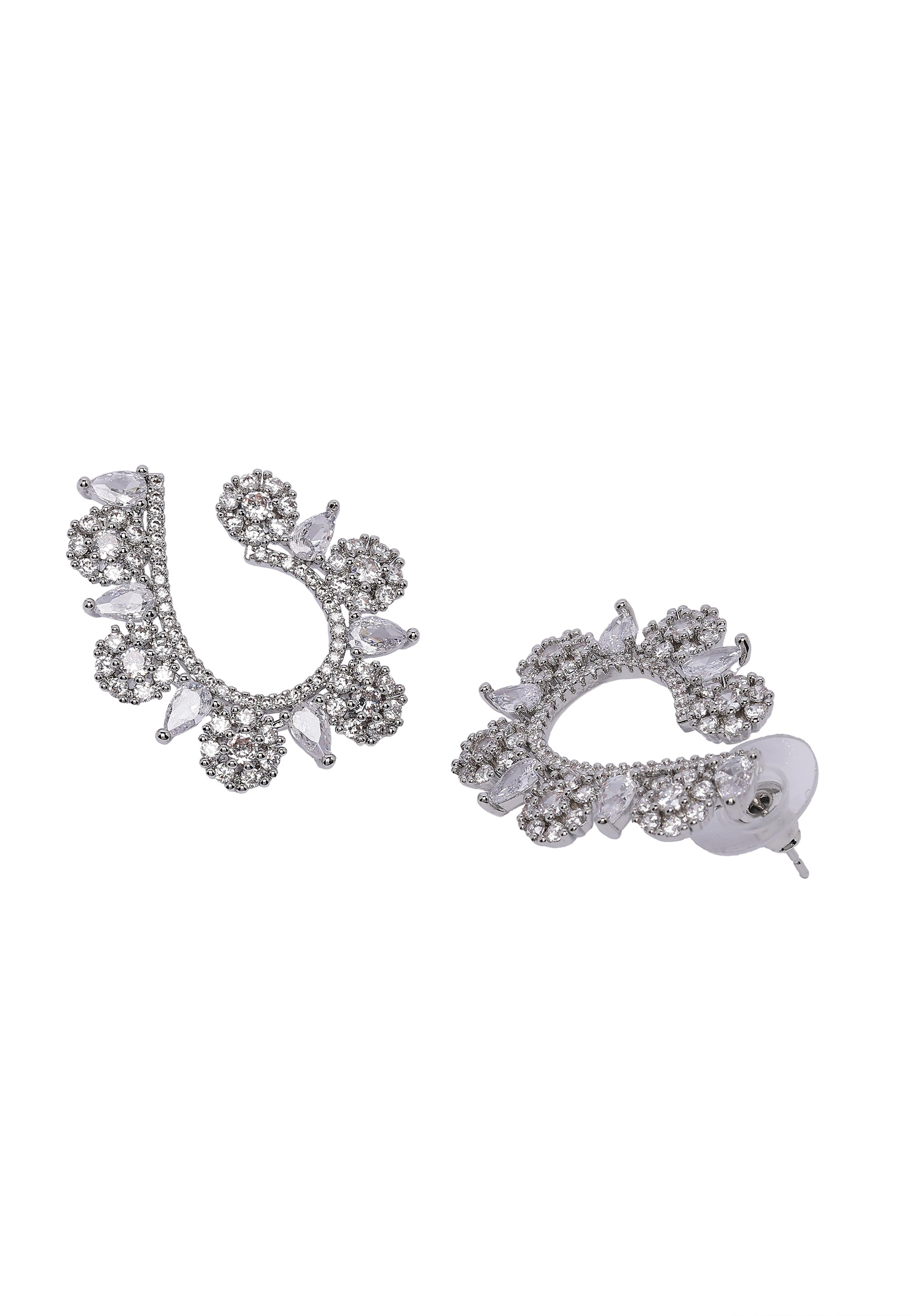Silver Contemporary U-shaped Earrings, Image 3 of 5