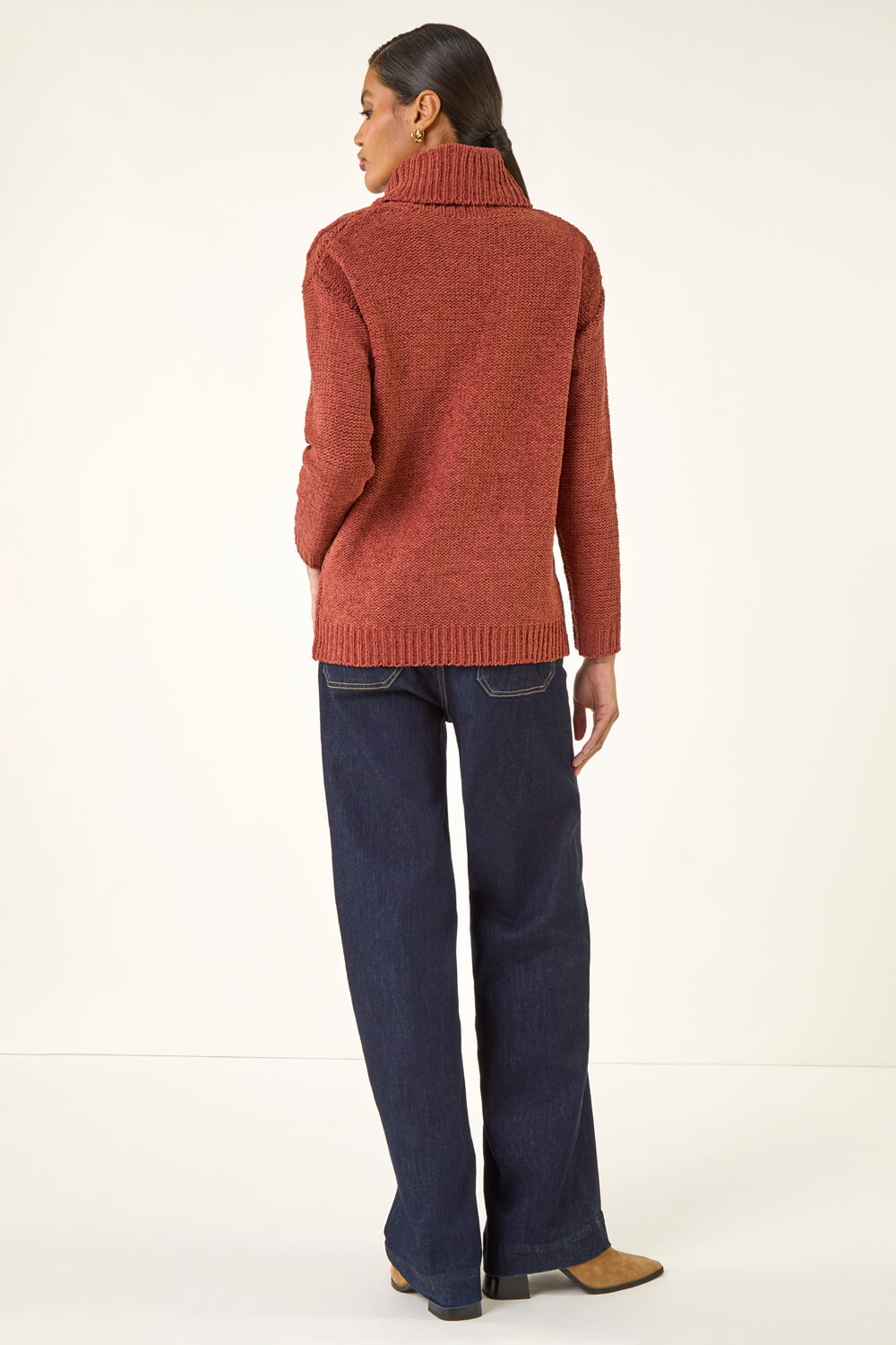 Rust Chenille Roll Neck Knit Jumper, Image 5 of 5