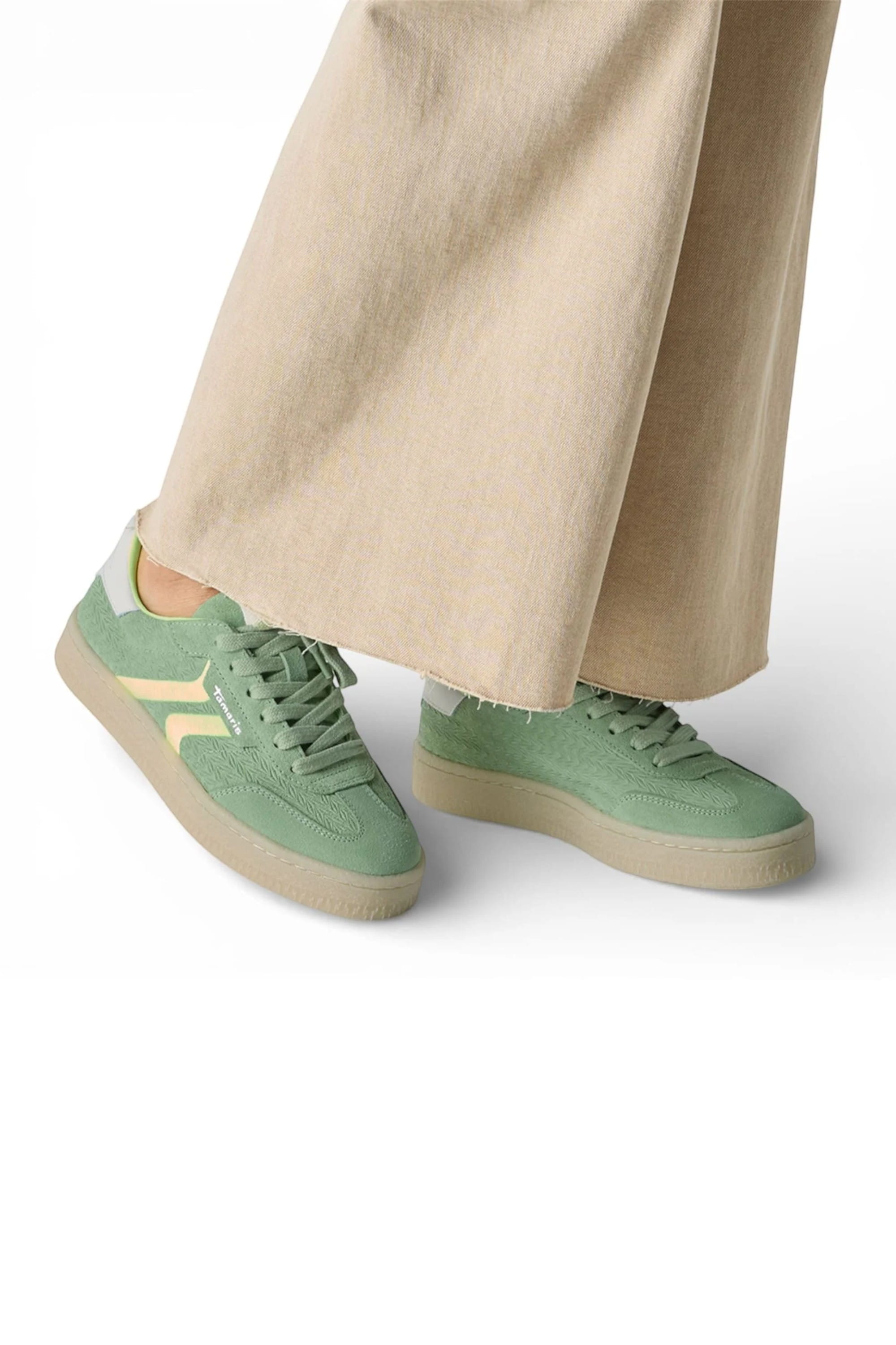 Green Tamaris Green Tamaris Womens Green Neon Stripe Sneaker, Image 6 of 8