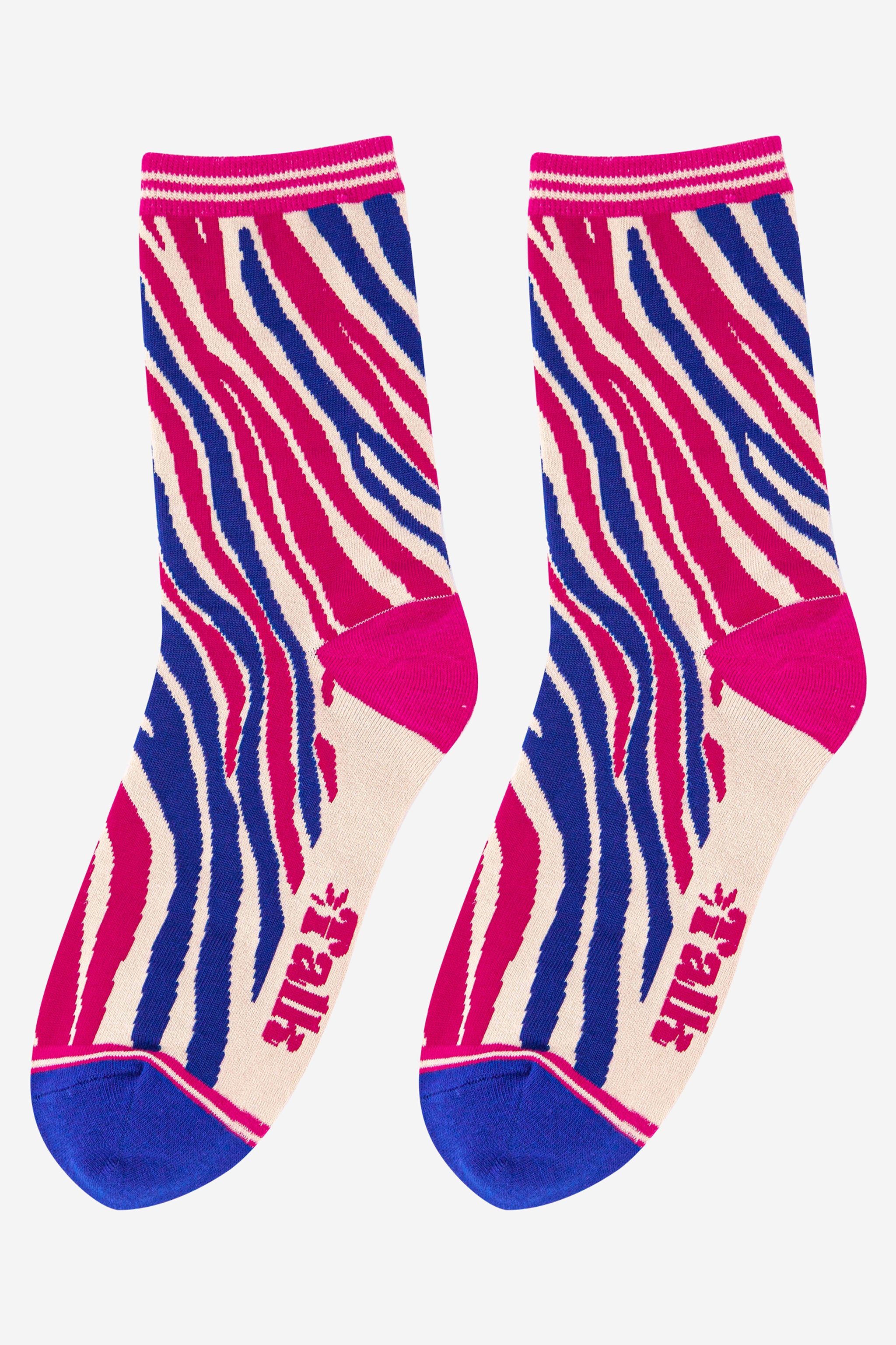 Fuchsia Zebra Stripe Bamboo Socks, Image 2 of 3