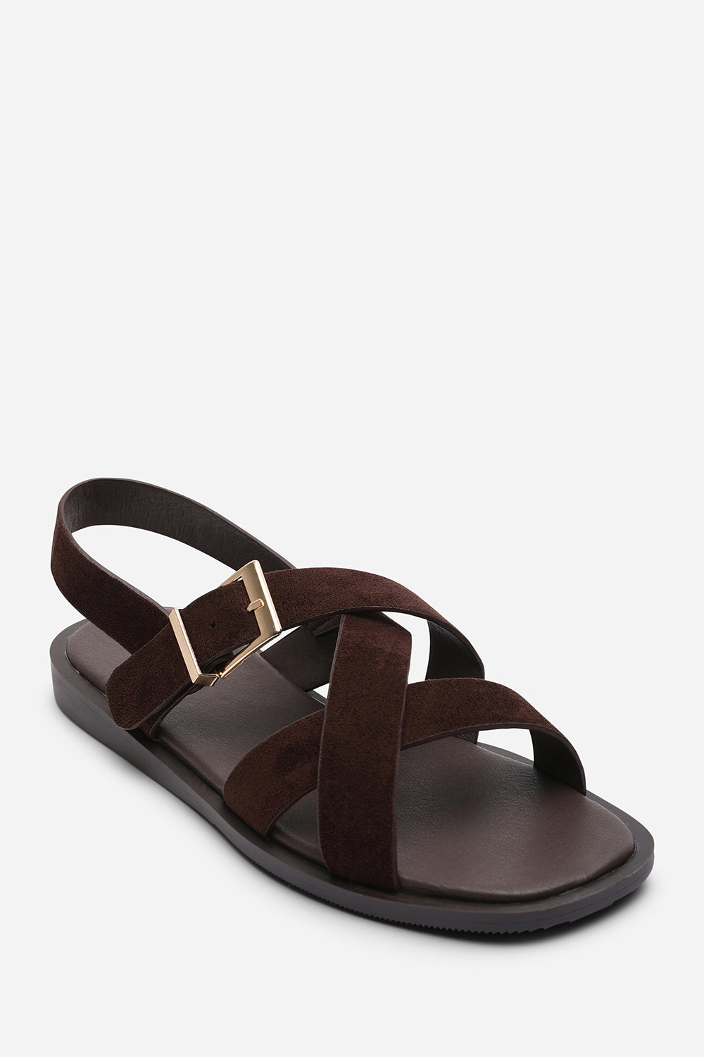 Dark Brown Where's That From Dark Brown Capri Cross Over Open Toe Sandal, Image 3 of 6