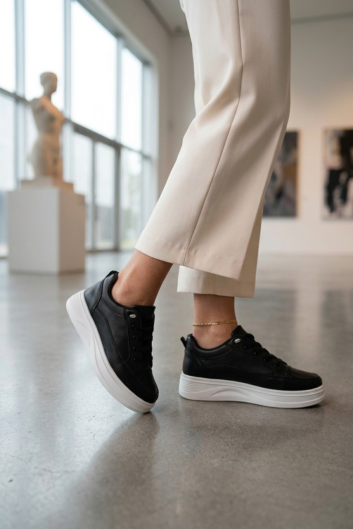 Black Constance Chunky Sole Lace Up Trainers, Image 5 of 5