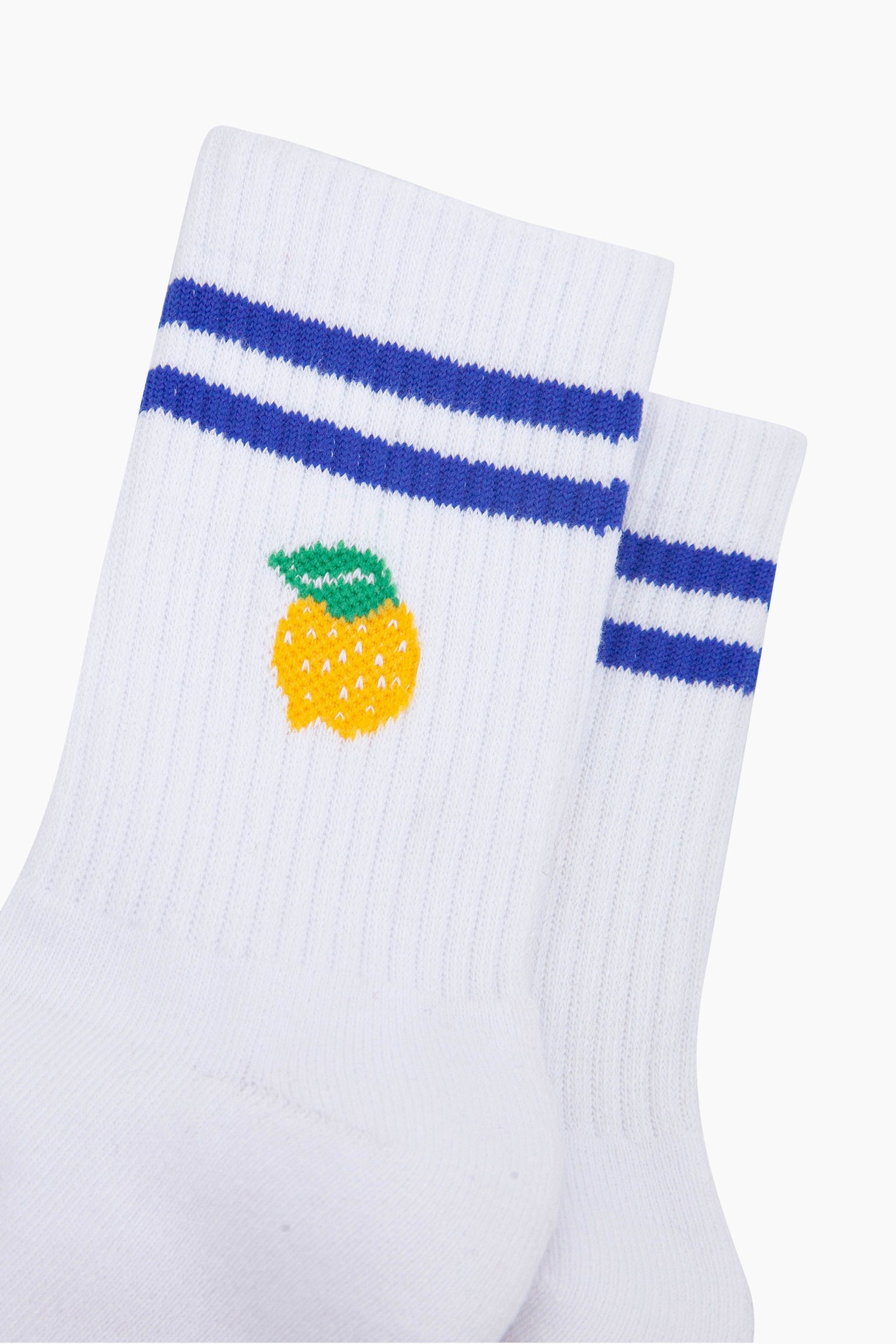 White Lemon Cotton Sports Socks in White, Image 2 of 4