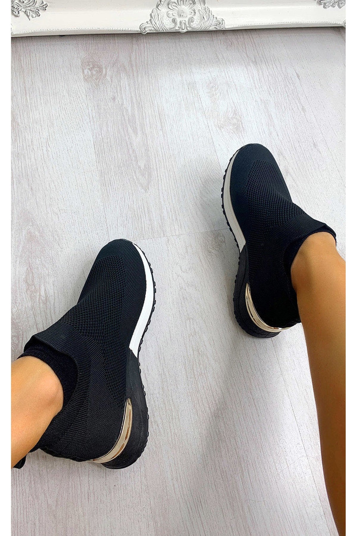 Pink iKrush Pink Jessi Slip On Sock Wedge Trainers, Image 8 of 8