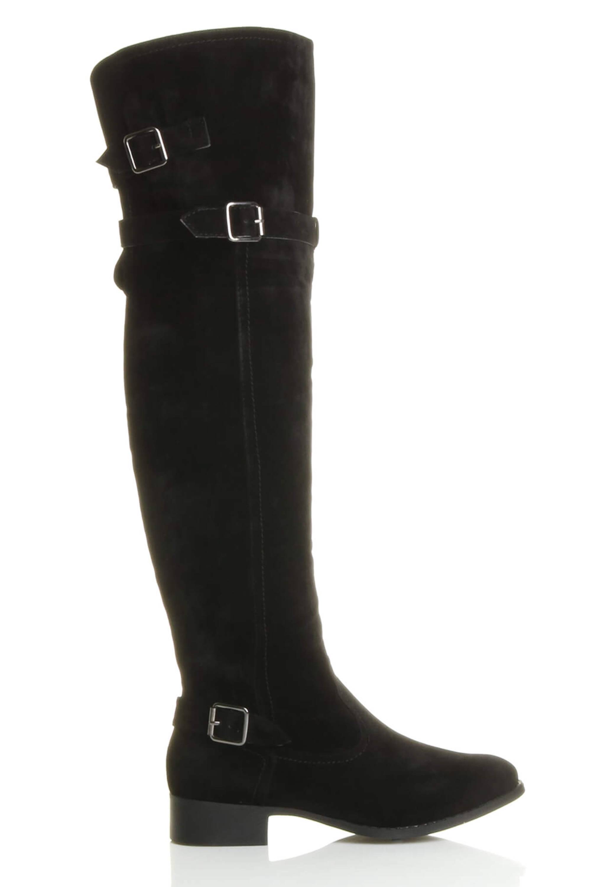 Black Low Heel Riding Over The Knee Boots, Image 1 of 8