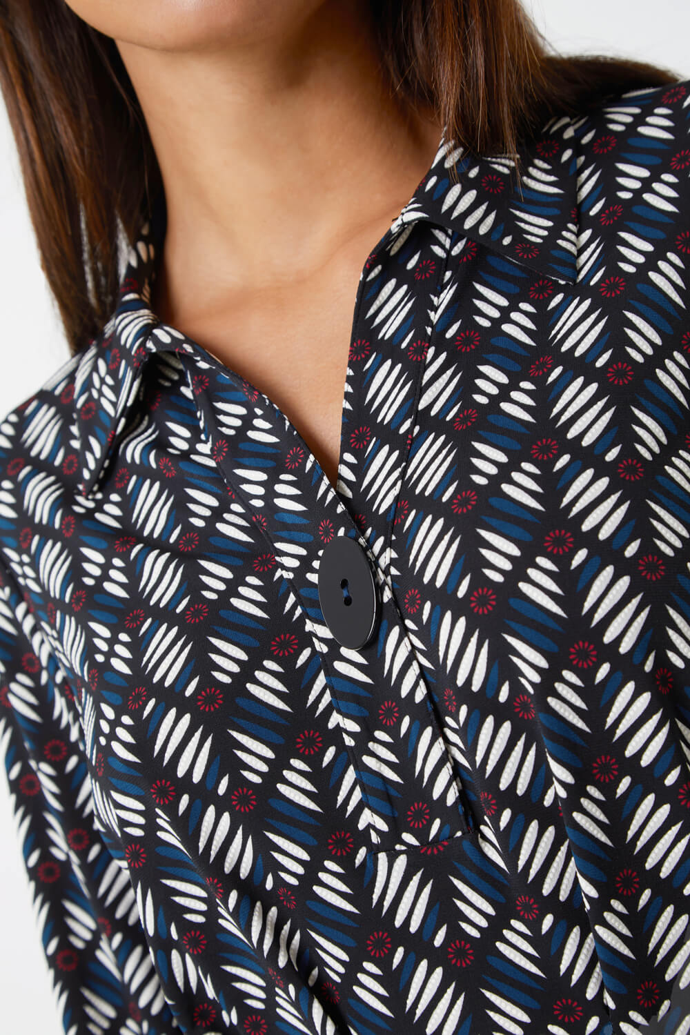 Teal Geometric Print Midi Stretch Dress, Image 6 of 5