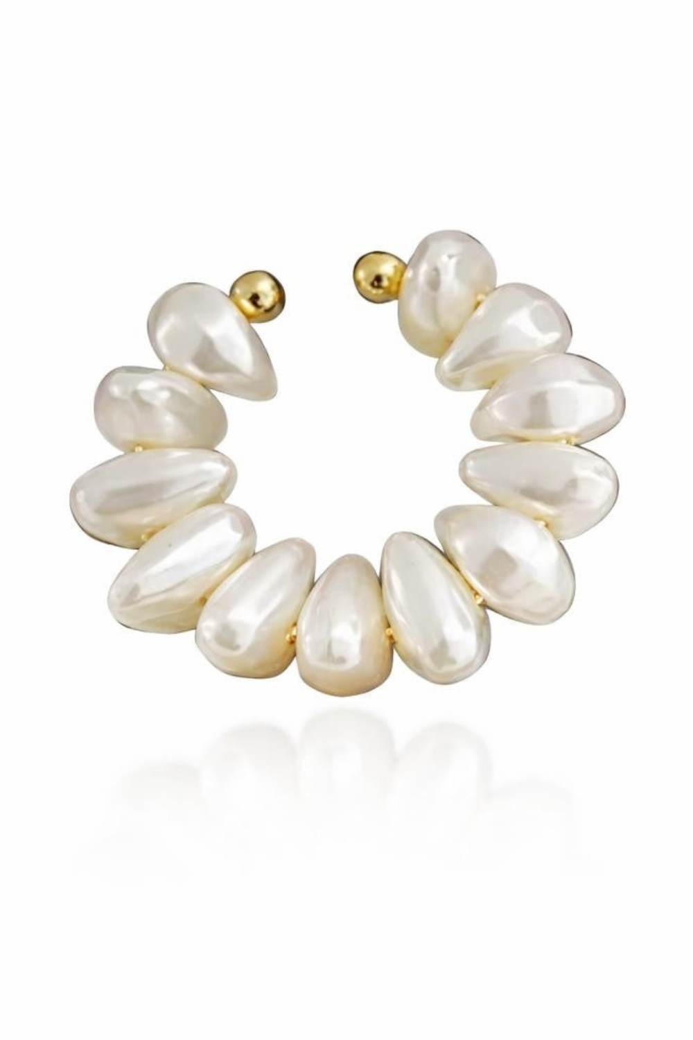 Silver The Colourful Aura Silver Baroque Pearl Climber Ear Cuff Earring, Image 2 of 2