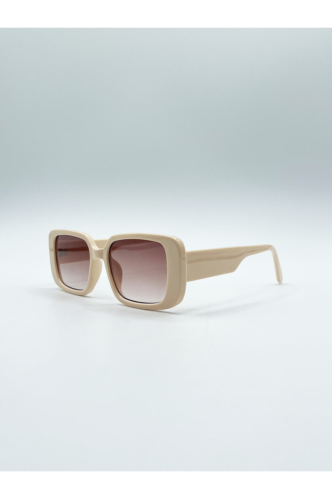 Beige Oversized Rectangle Sunglasses, Image 4 of 6