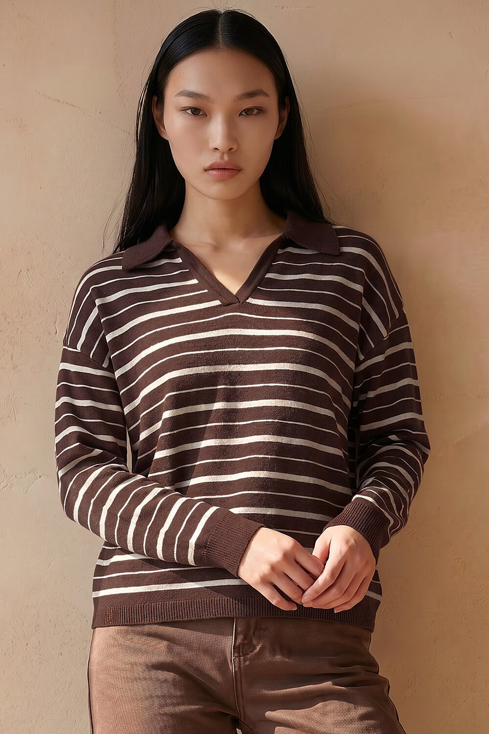 Dusk Women's Chocolate Stripe Knit Jumper Size 18