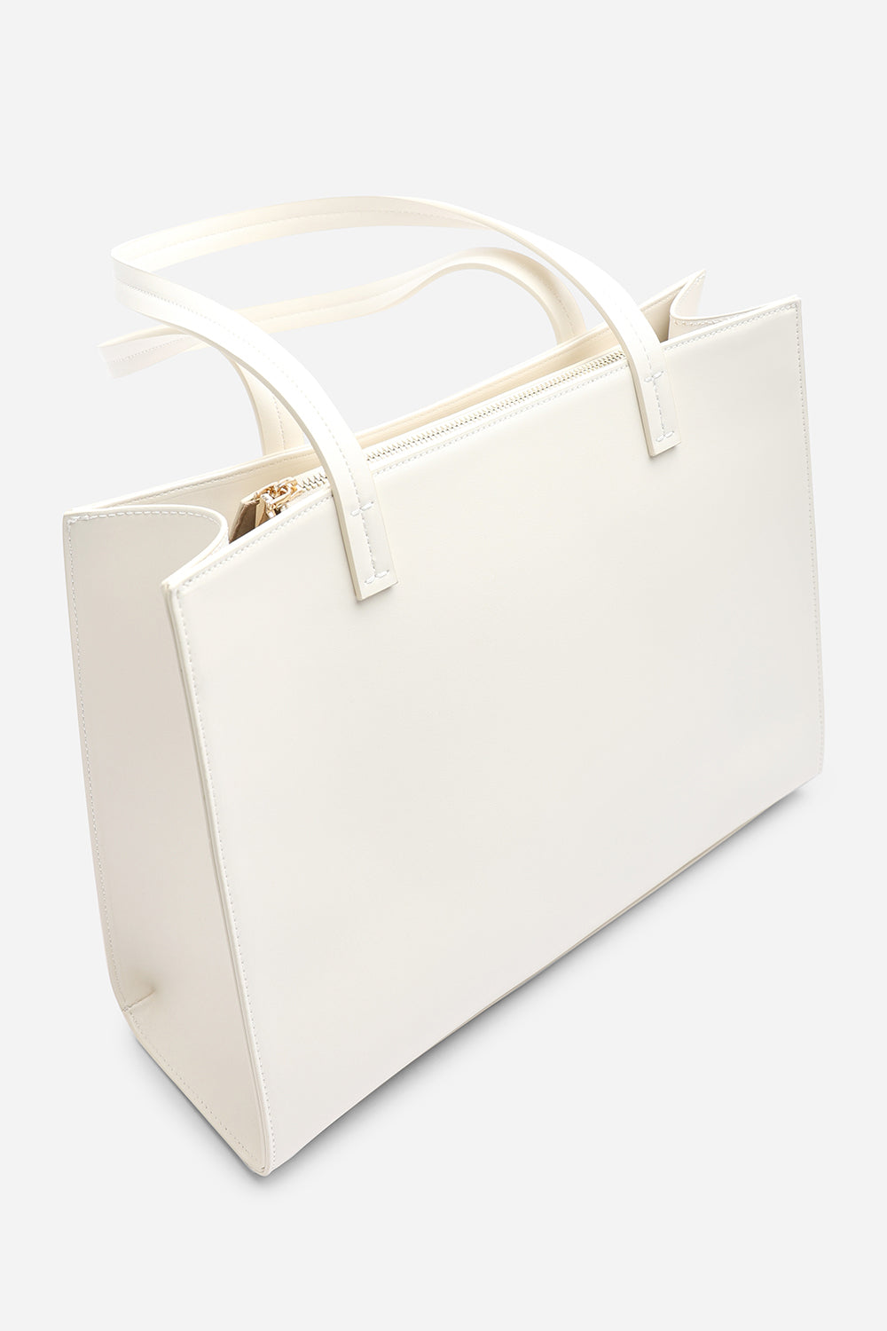 Cream Bailee Double Handle Tote Bag with Central Fastening, Image 1 of 6