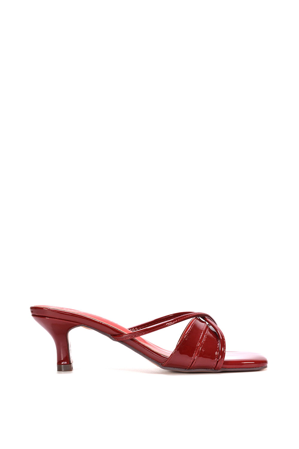 Black 'Claudia' Mid Heeled Sandal Slip On Mules With Square Toe