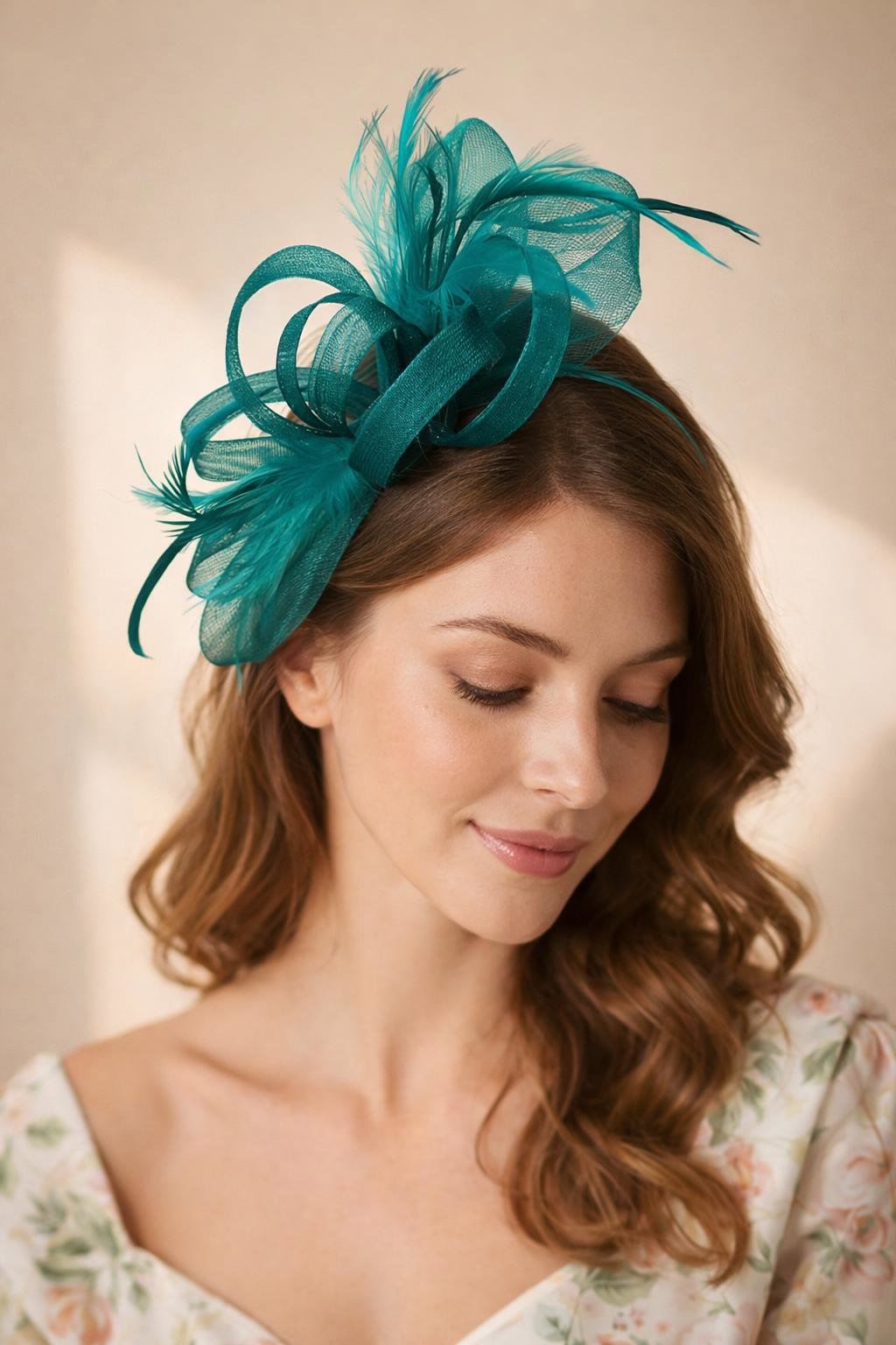 Green Bow Feather Fascinator