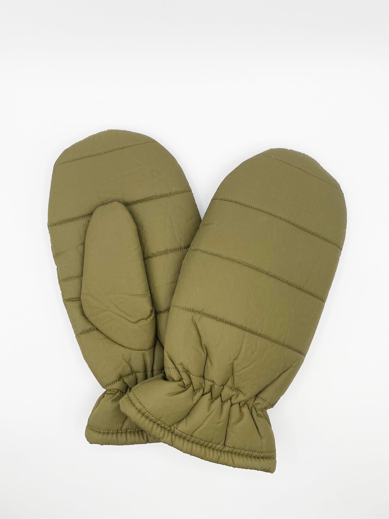 Khaki Quilted Mittens, Image 2 of 3