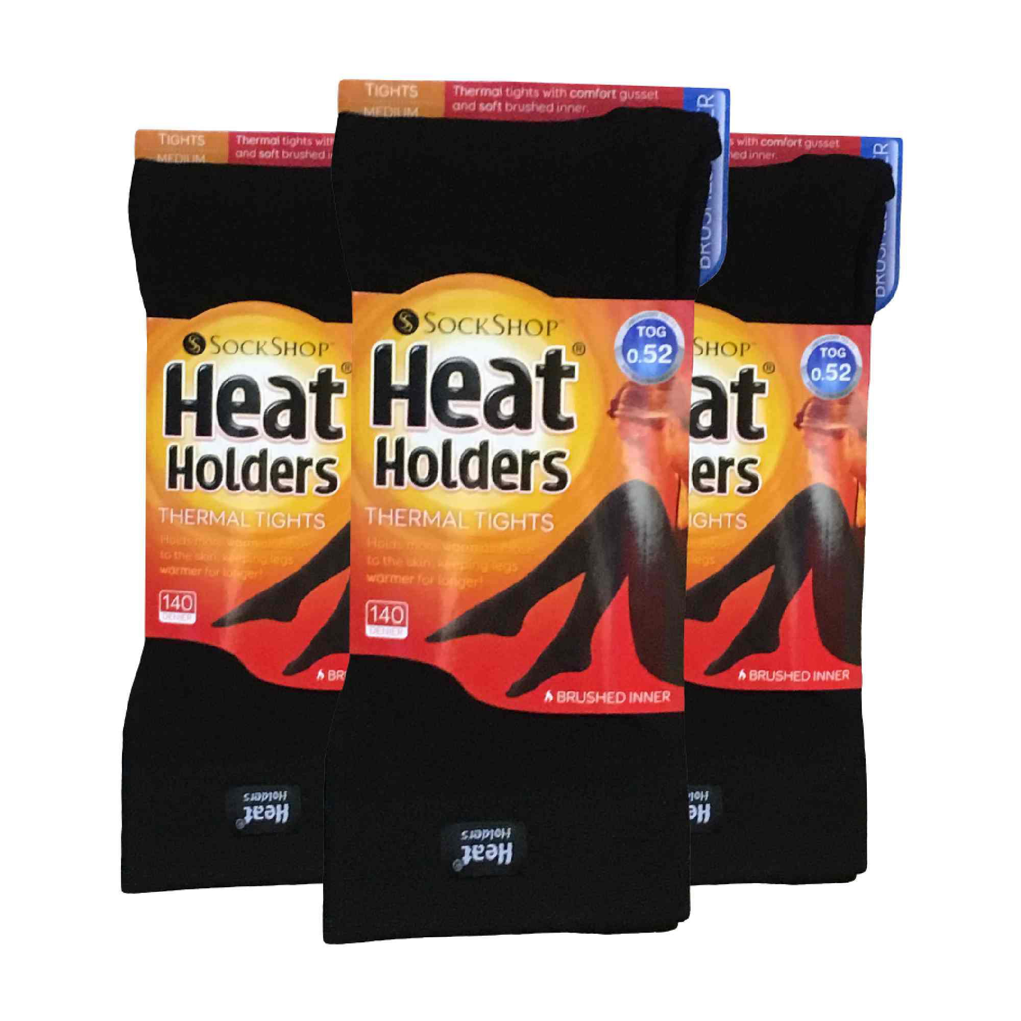Black 3 Pairs Fleece Lined Thermal Tights, Image 3 of 3