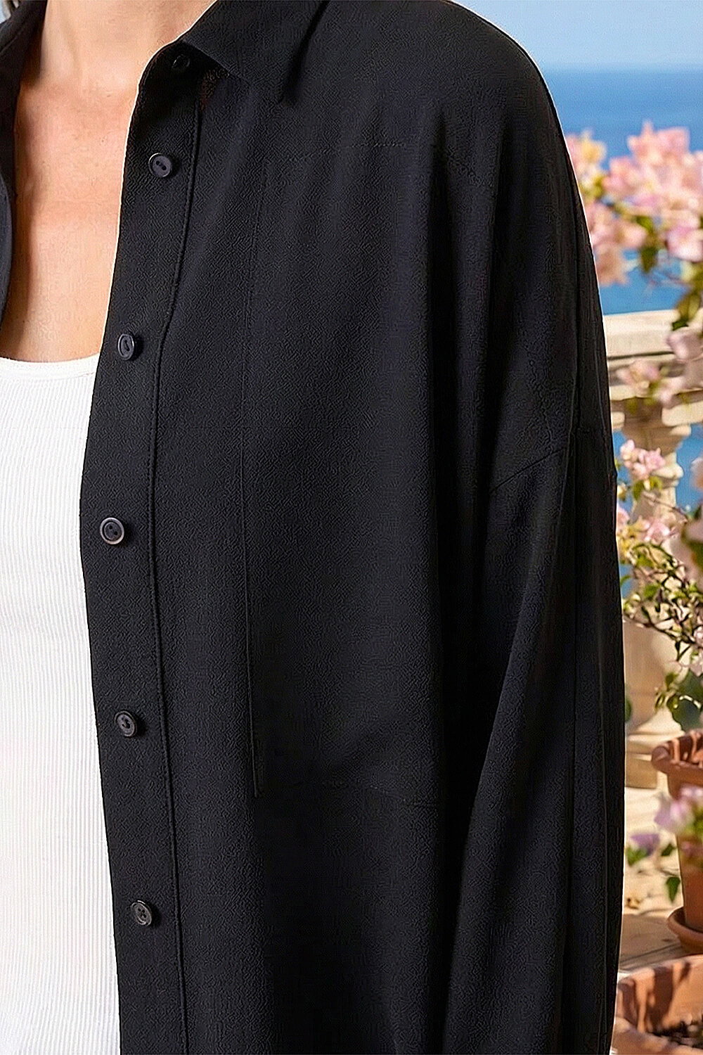 Black Relaxed Smart Stretch Shirt, Image 5 of 4