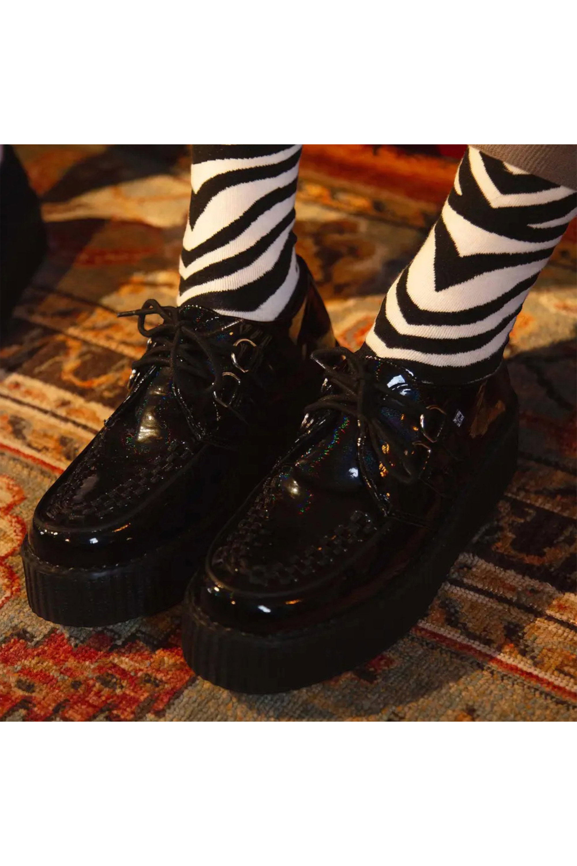 Black TUK Footwear Black Viva High Creeper Leather Goth Shoes, Image 7 of 7