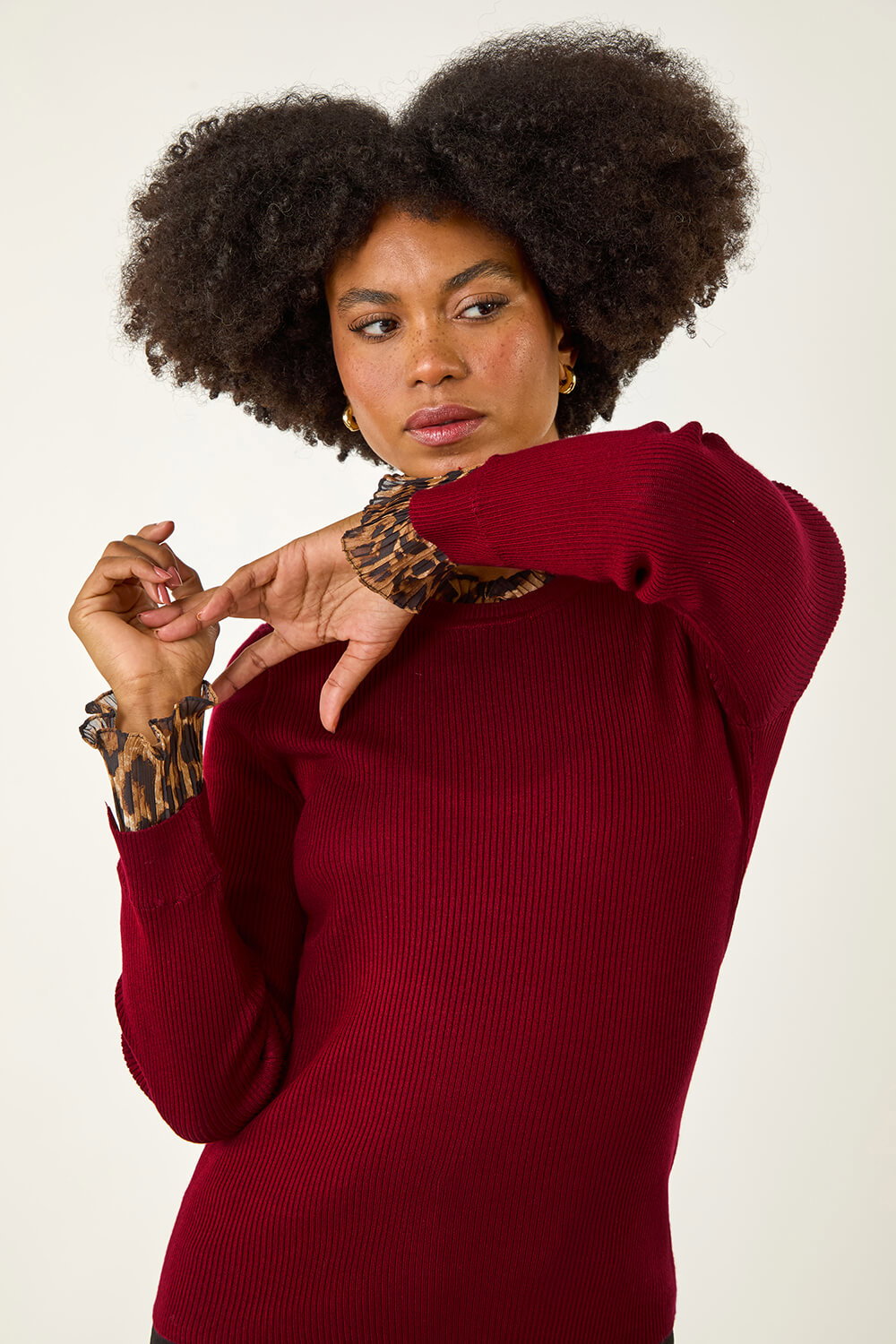 Red Leopard Ruffle Trim Jumper, Image 5 of 5