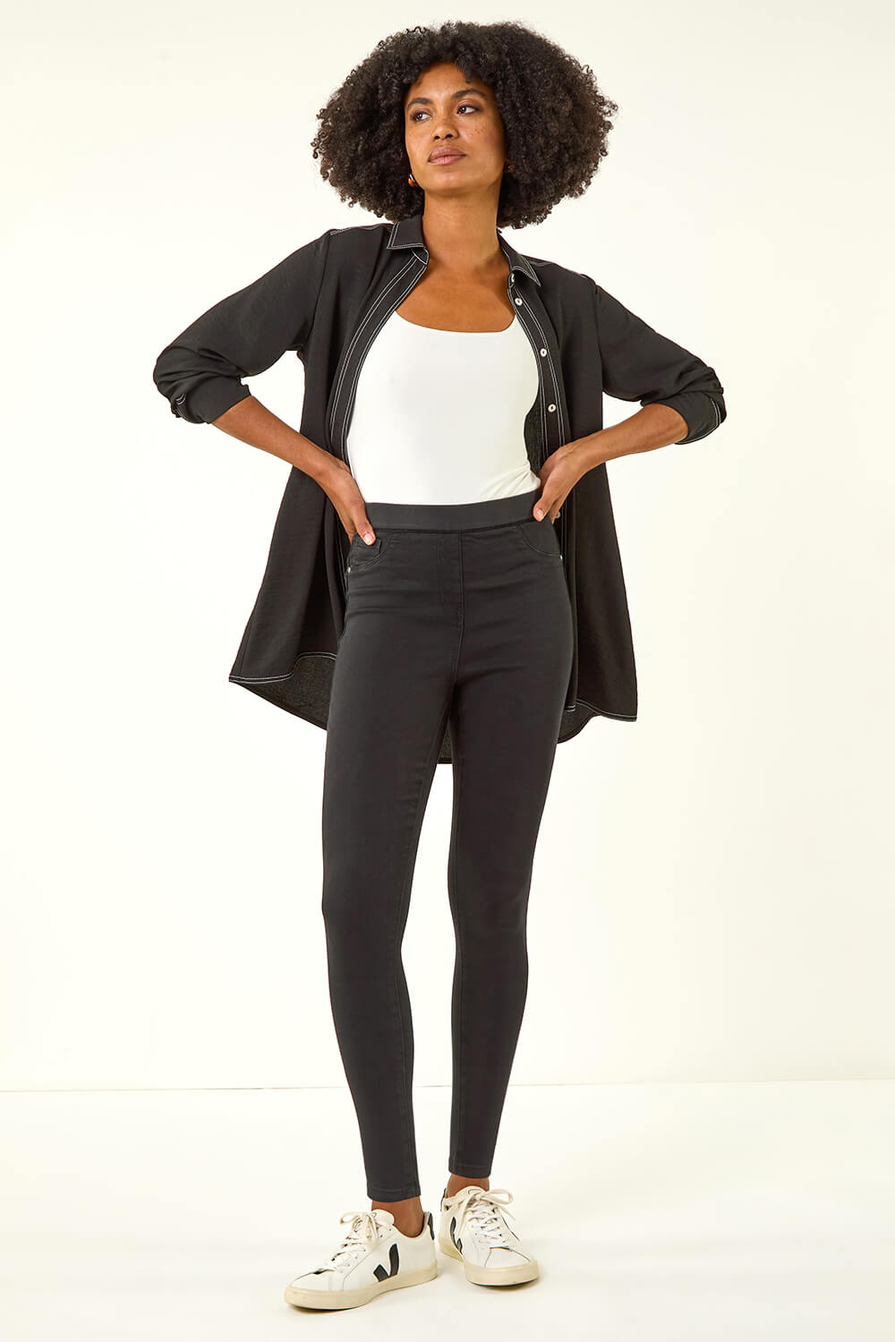 Black Lift Slim & Shape Cotton Blend Stretch Jegging, Image 3 of 5