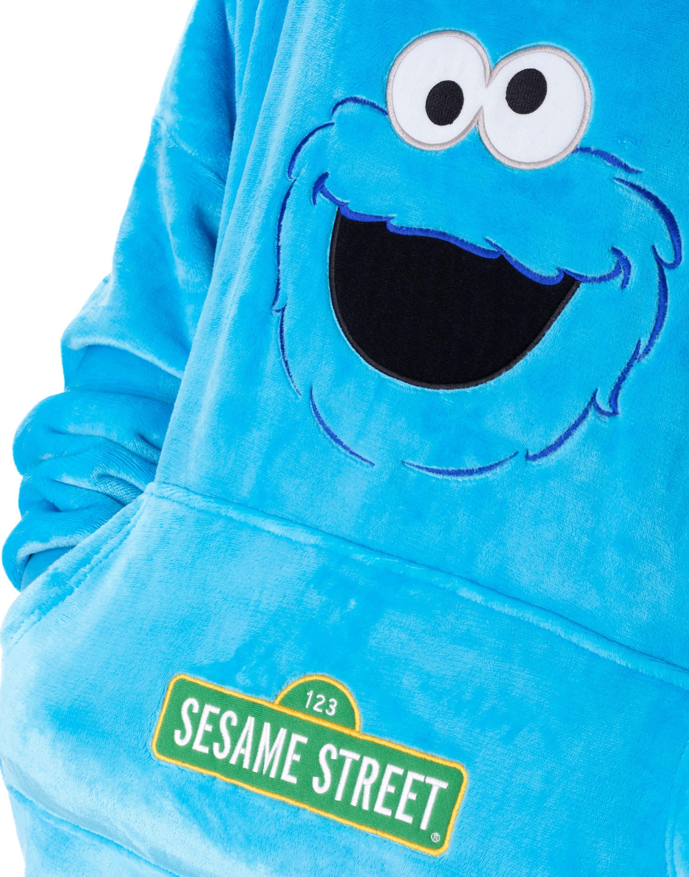 Blue Sesame Street Cookie Monster Blanket Hoodie, Image 3 of 6