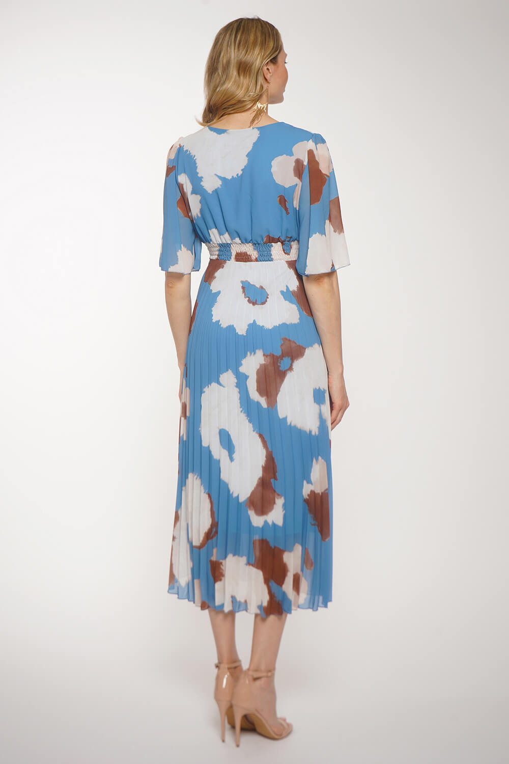 Blue Julianna Printed Chiffon Pleat Midi Dress, Image 5 of 4